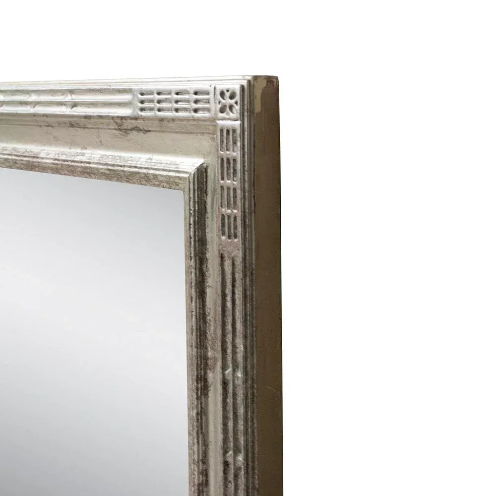 Neoclassical Regency Silver Mirror in Hand-Carved Wood, 1970