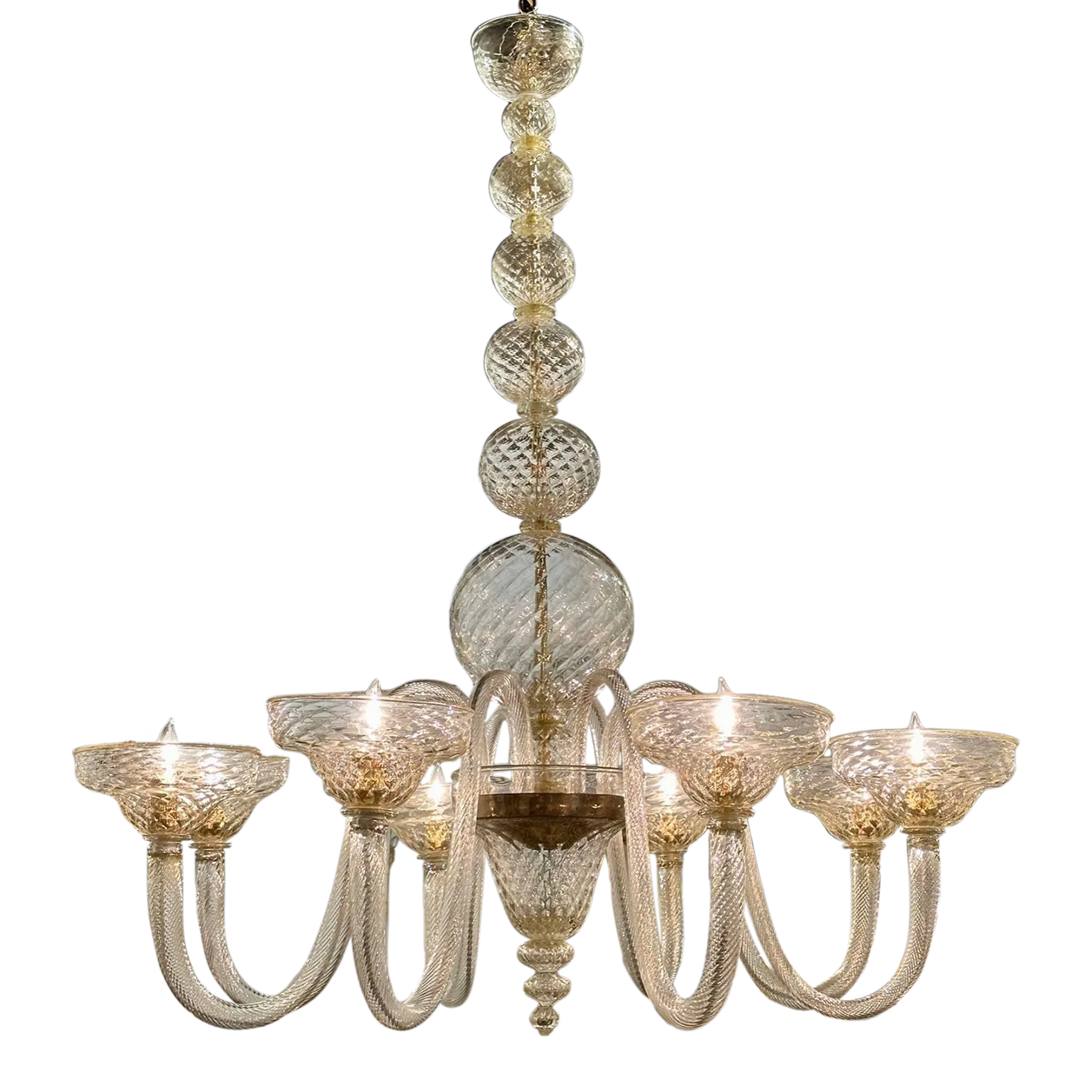 Murano Quilt Glass Ball Form Chandelier | Chairish