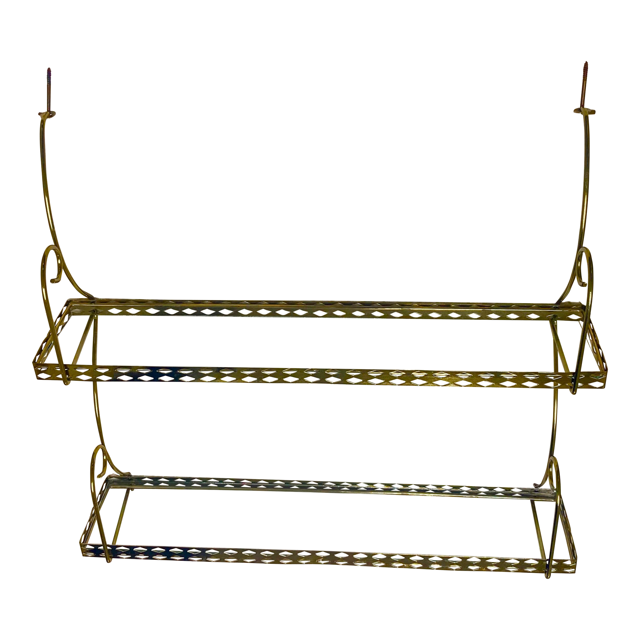 ヴィンテージ glass shelf Mid 20th Century Hanging Glass Shelves New Old Stock