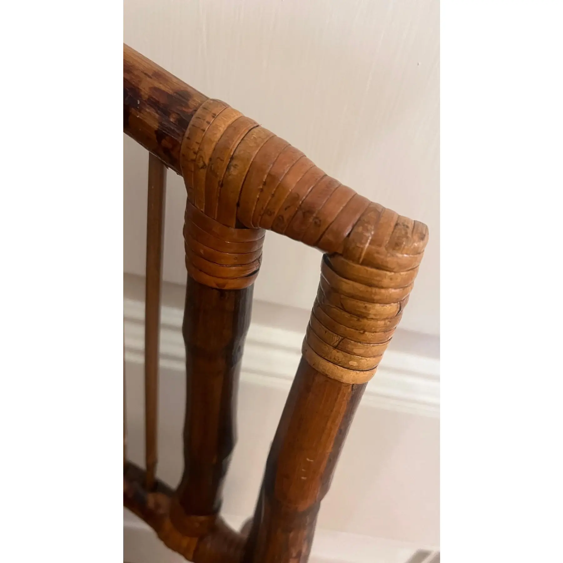 1990s Vintage Tortoiseshell Finish Bamboo Folding Chair