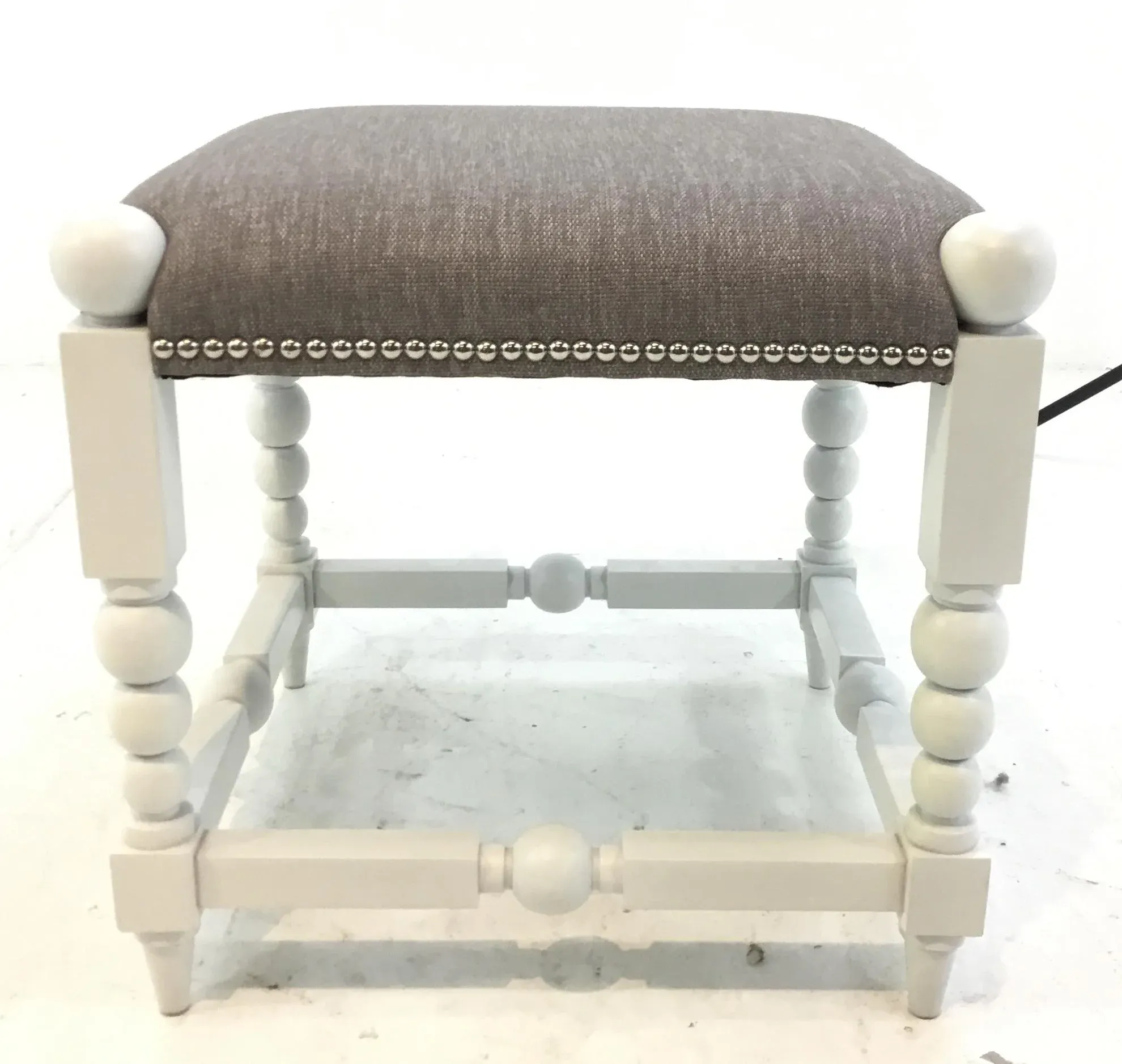 Transitional White and Gray Julianne Ottoman