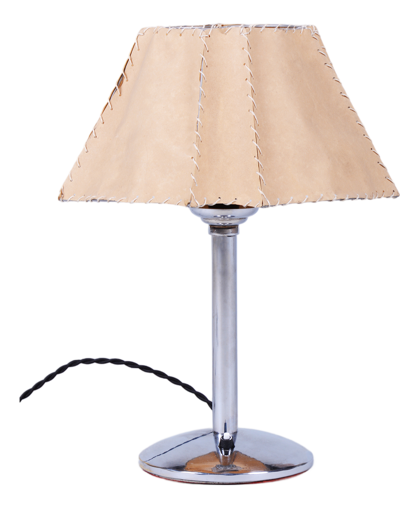 Bauhaus Table Lamp in Chrome-Plated Steel and Parchment, Czech, 1930s