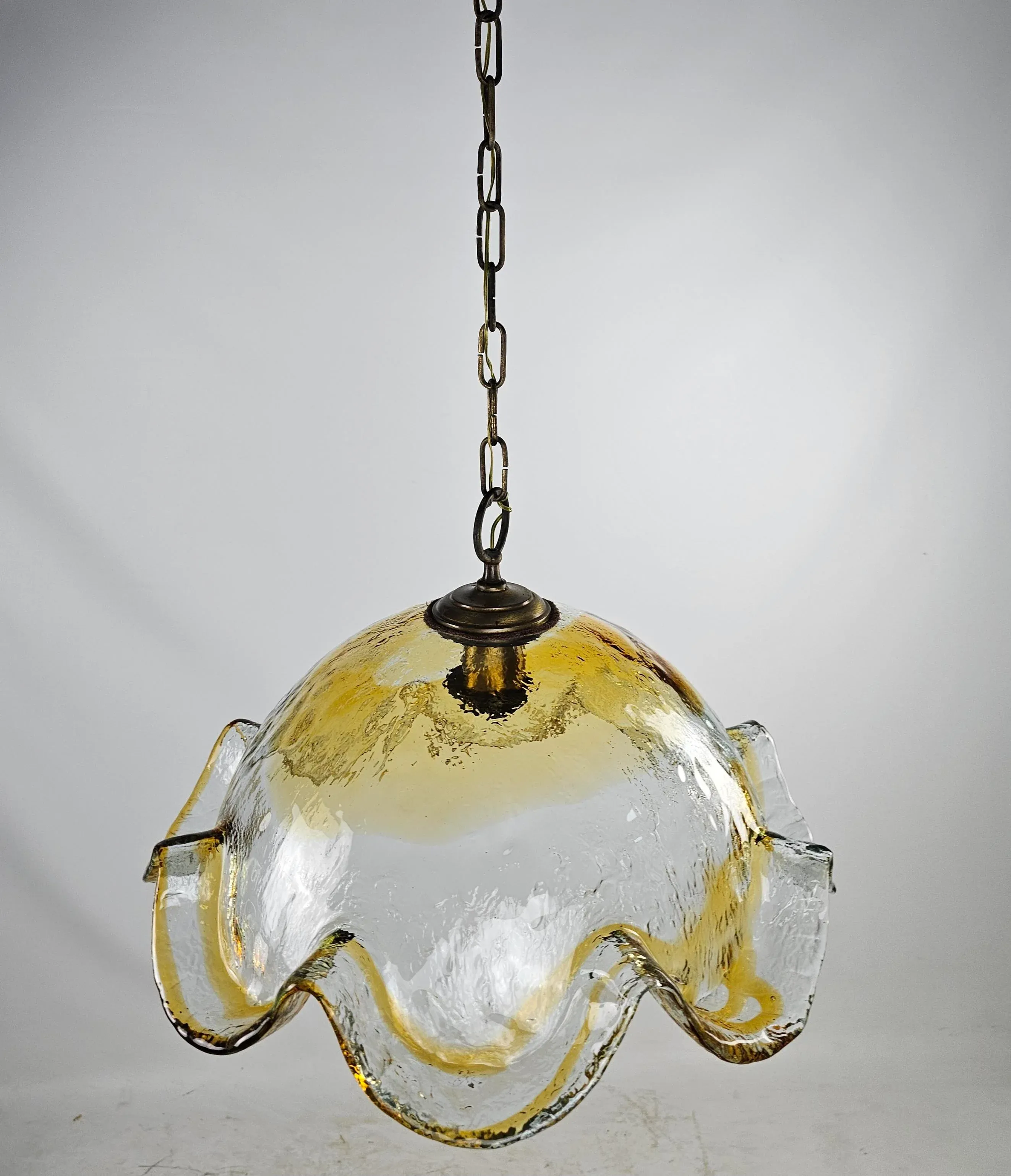 Italian Yellow Glass Pendant Lamp, 1970s