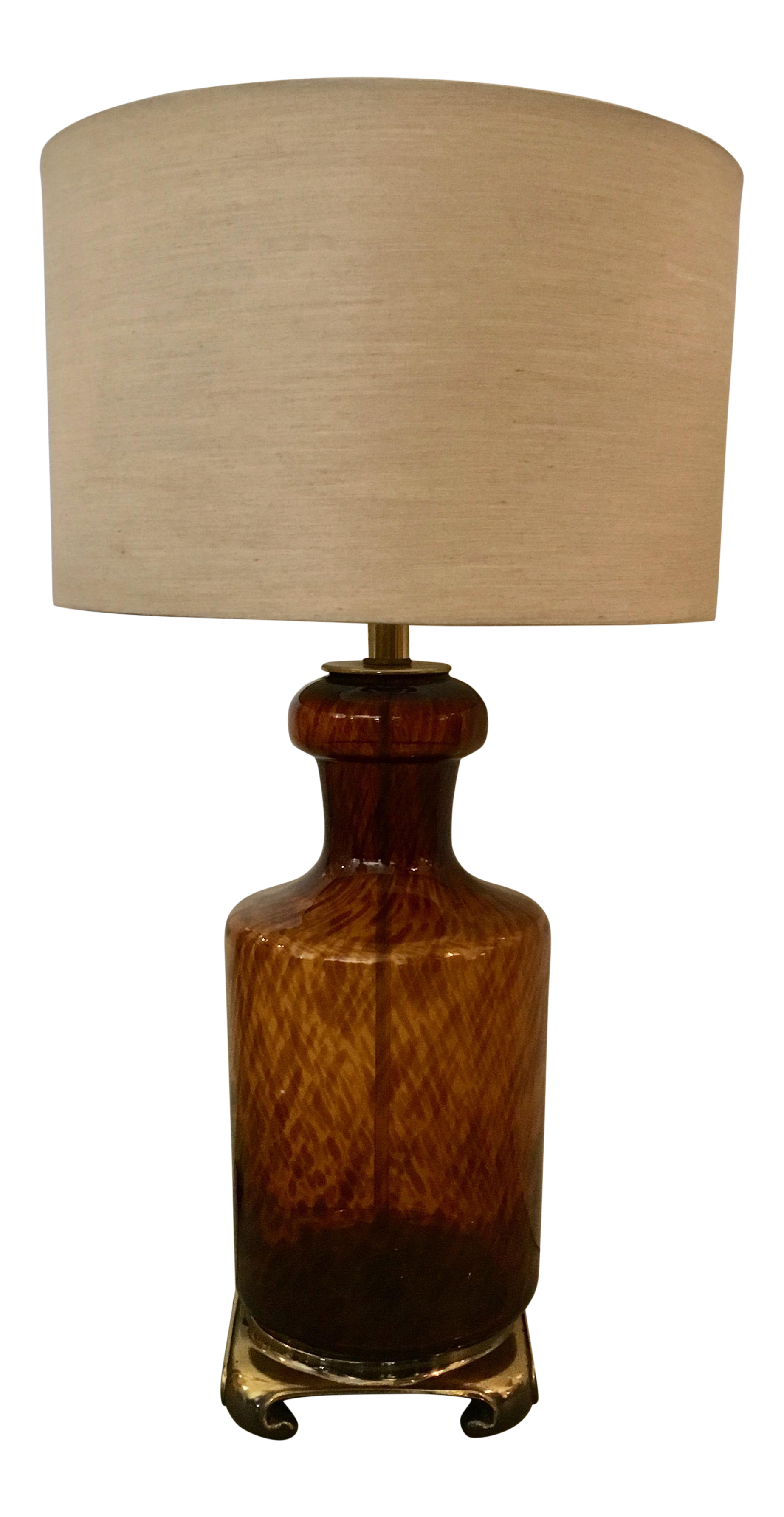 Murano Amber Colored Glass Table Lamp Vintage Chairish