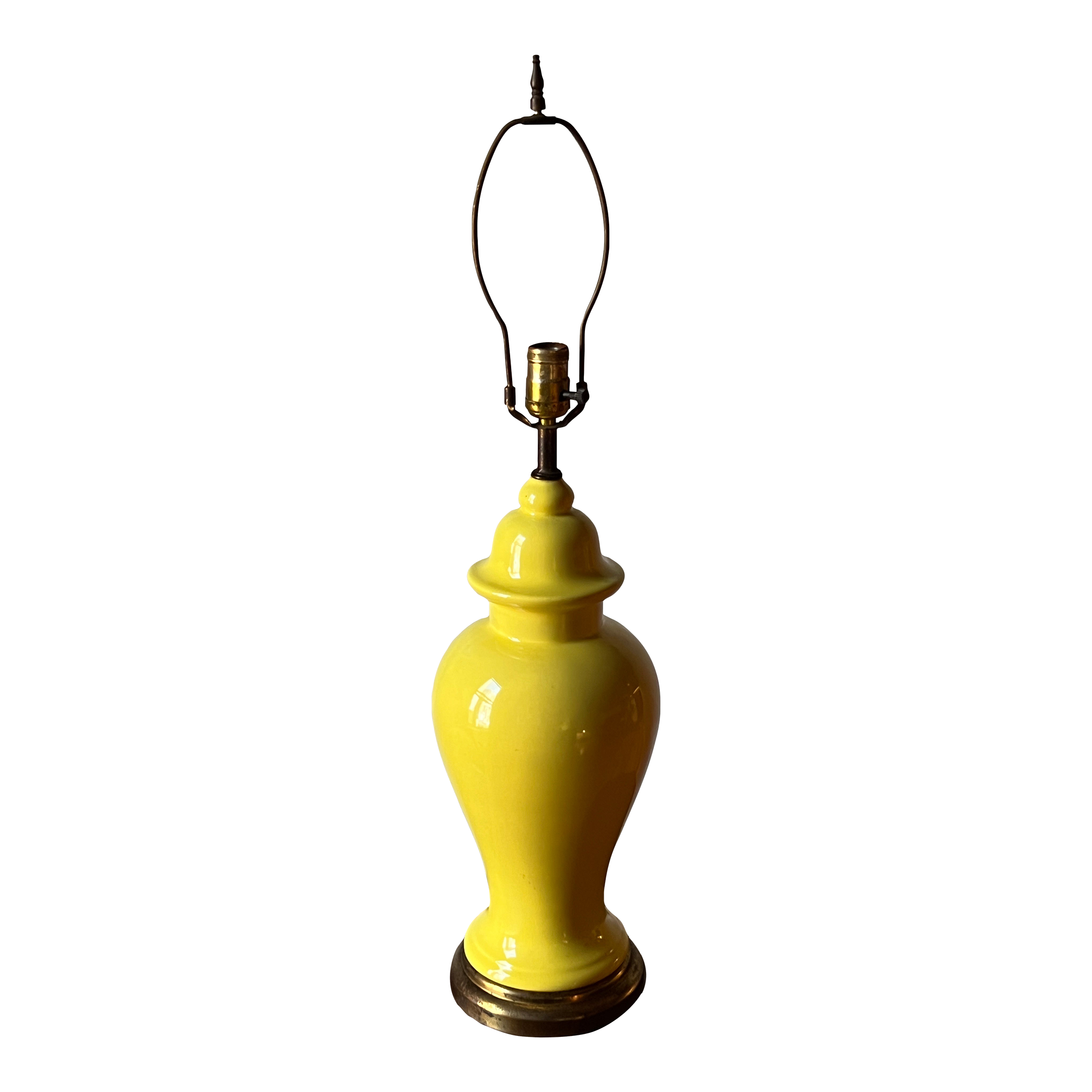 1950s Vintage Yellow Glazed Ceramic Table Lamp | Chairish