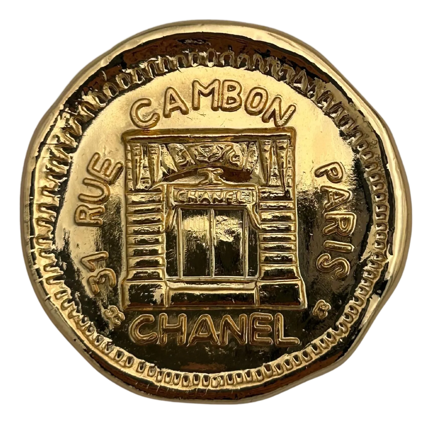 CHANEL 31 RUE CAMBON ゴールド　金 Chanel 31 Rue Cambon Coin Brooch | Chairish