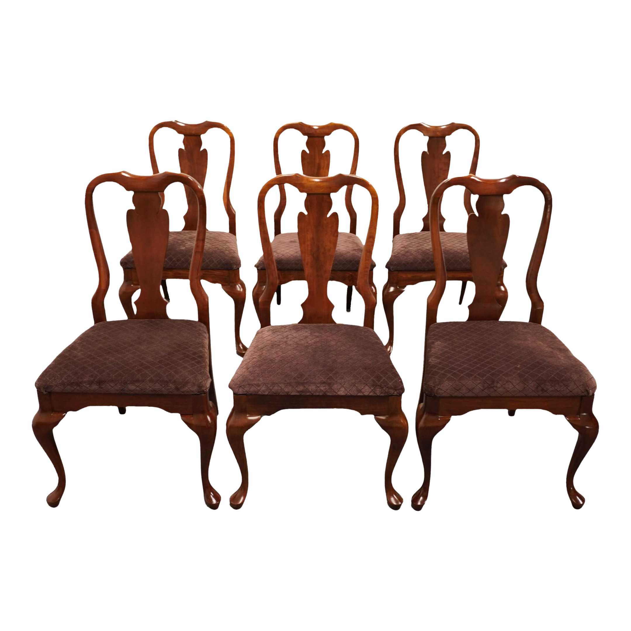 Set of 6 Cresent Furniture Solid Cherry Traditional Queen Anne Style