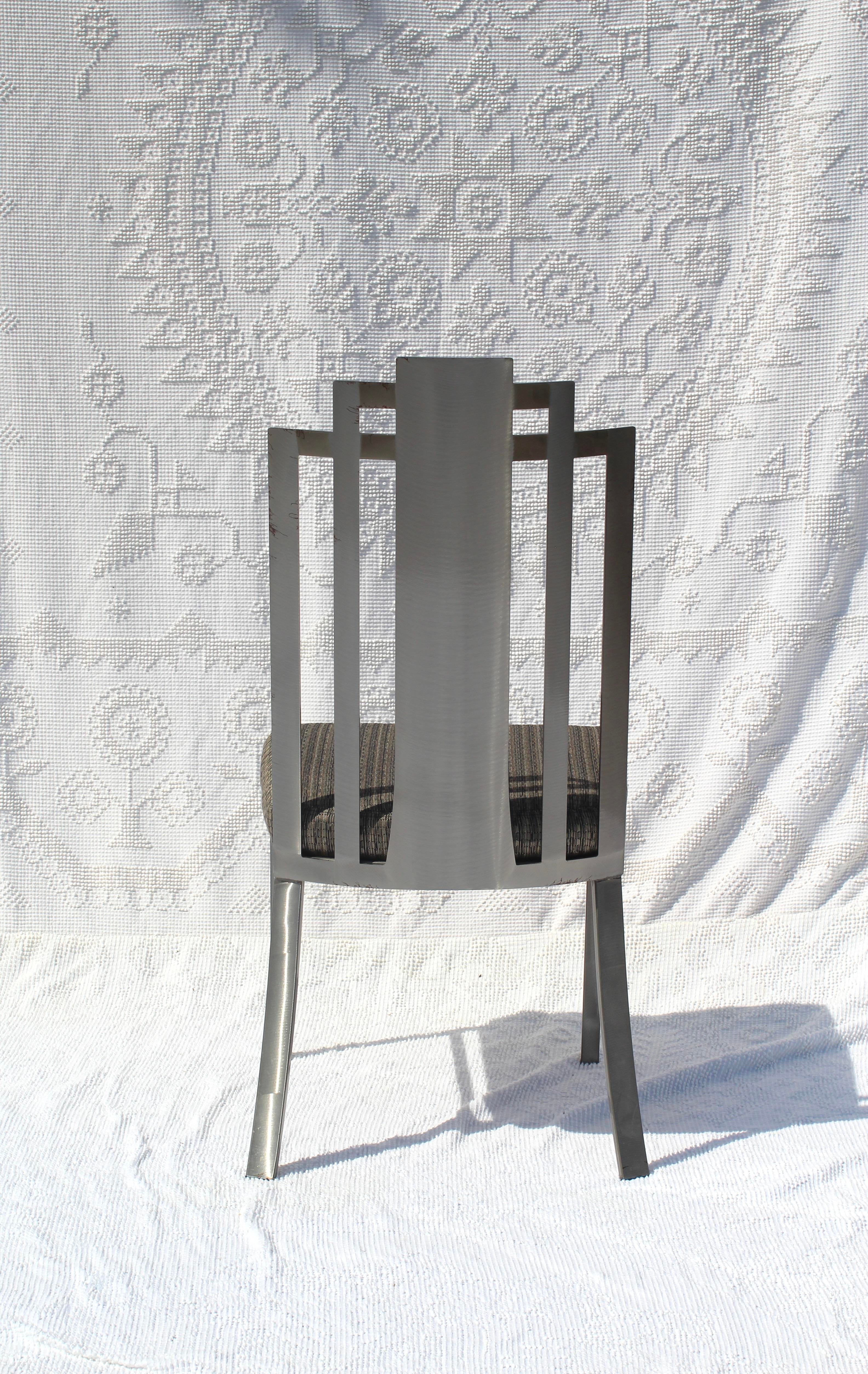 Postmodern Brushed Stainless Steel Side Chair | Chairish