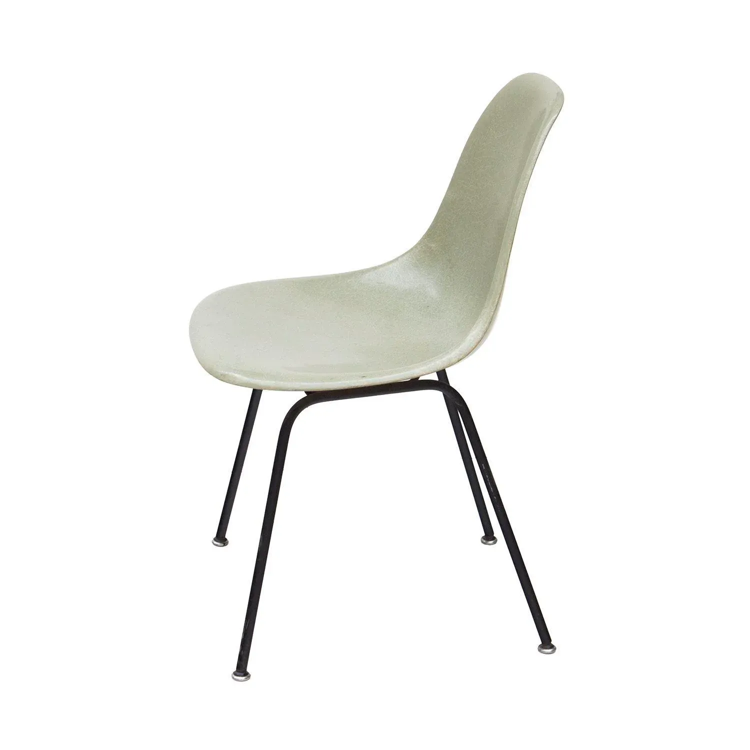 1964年製 Eames Side Shell Chair／H Base Herman Miller Eames Side Shell Chair in Seafoam Light on Black H