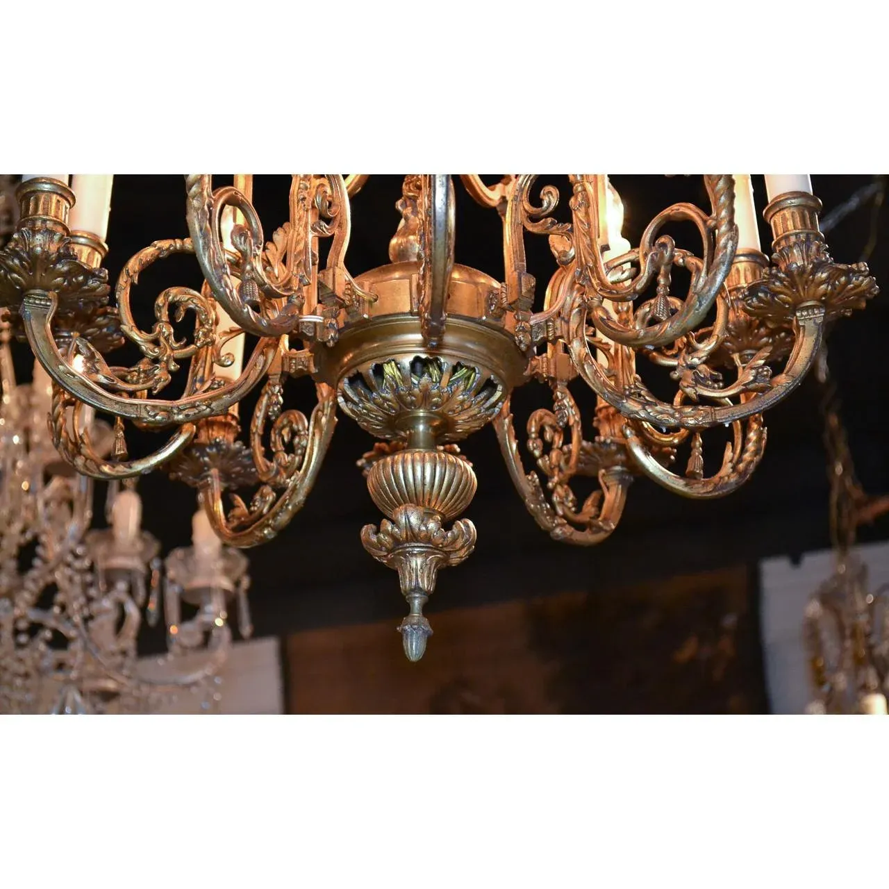 1940s French Bronze Chandelier