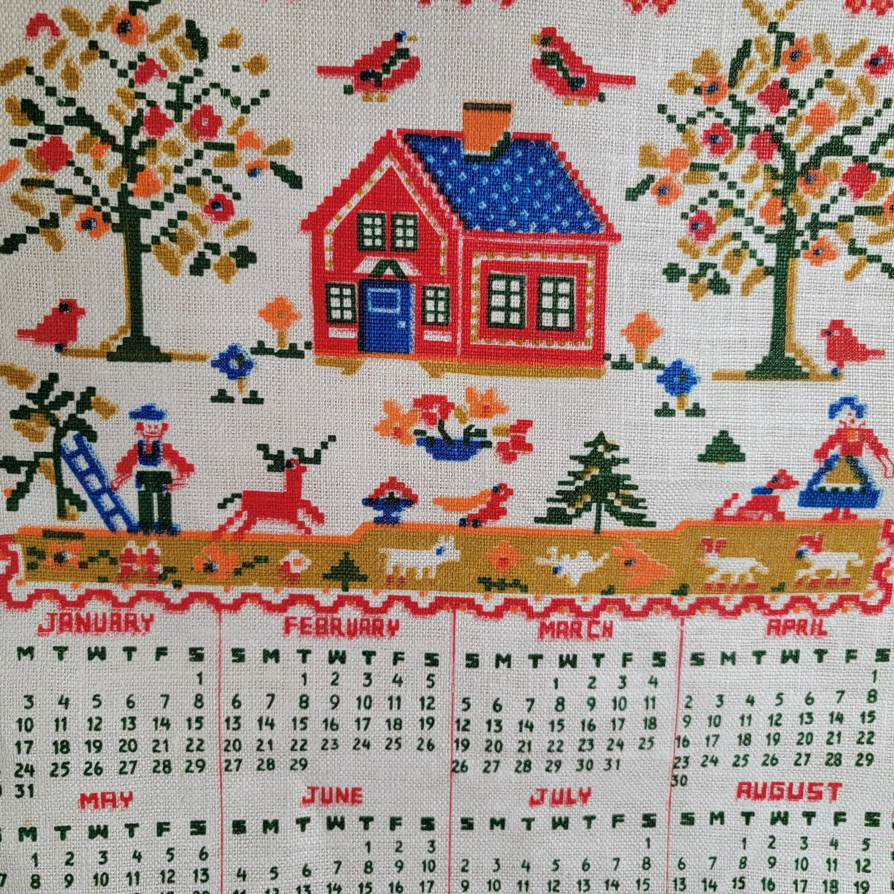 Vintage 1972 Cloth Calendar | Chairish