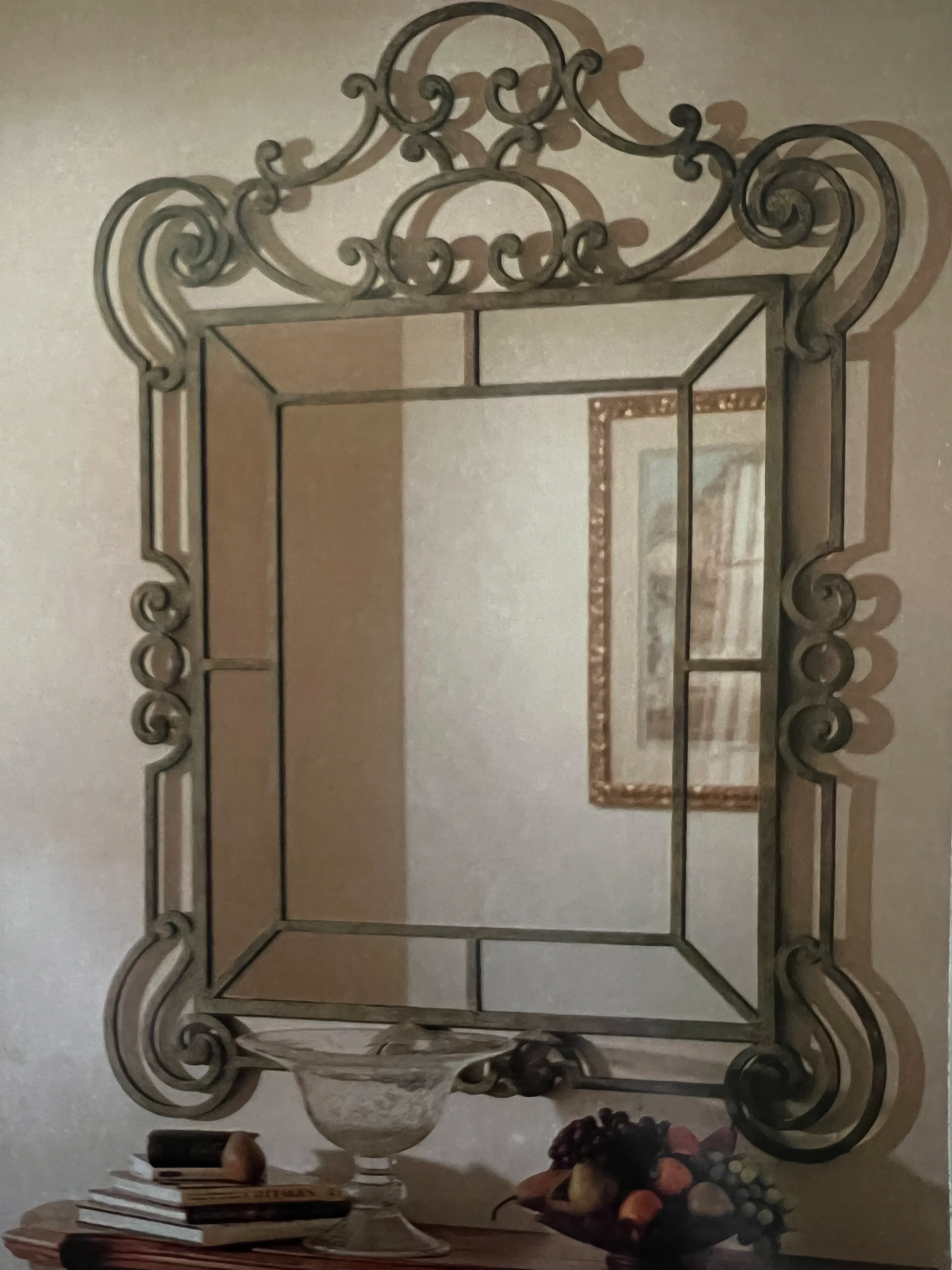 Ethan Allen イーセンアーレン ヴィンテージミラー 未使用 定価9万 1990s Ethan Allen Collectors Classic Iron Forged Mirror | Chairish