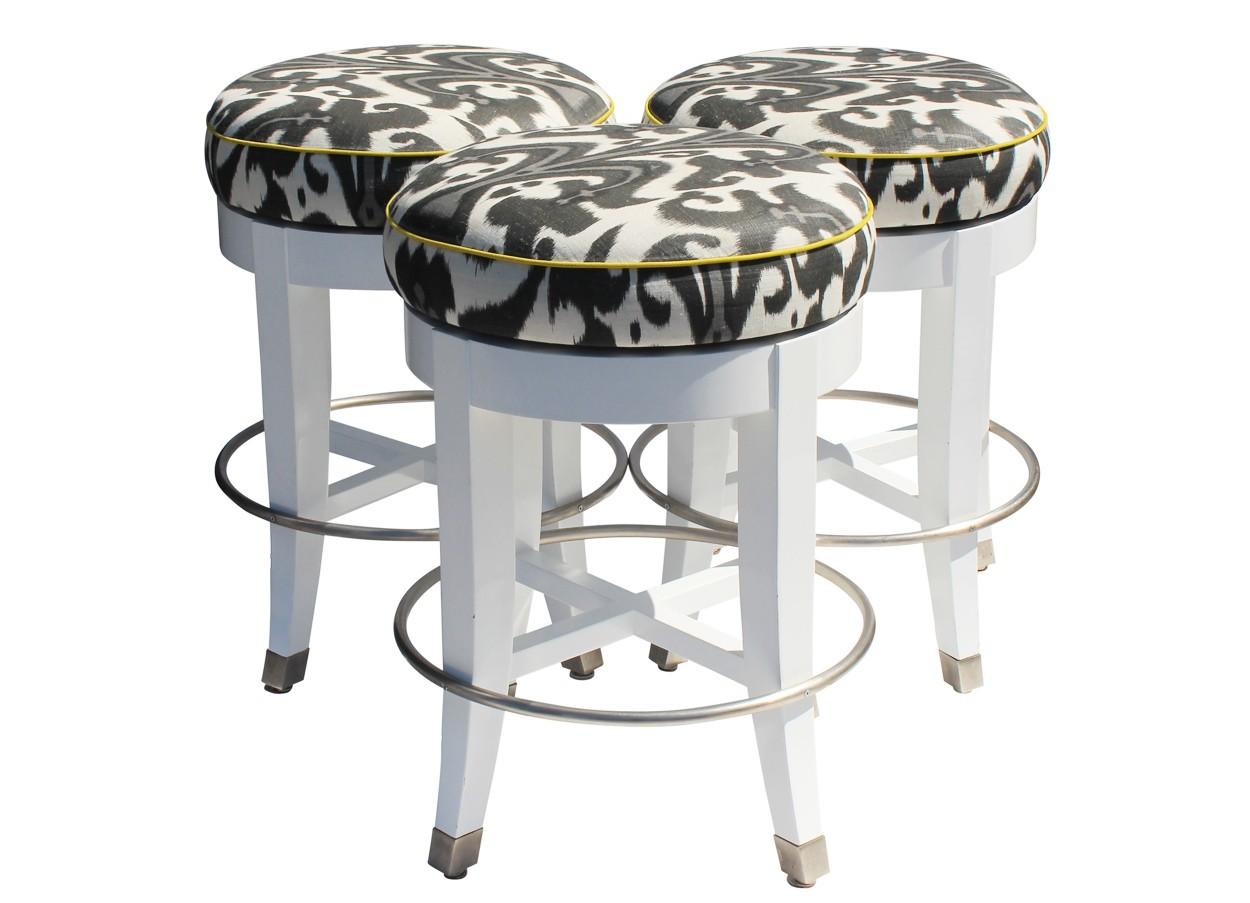 Upholstered Swivel Bar Stools Set of 3 Chairish
