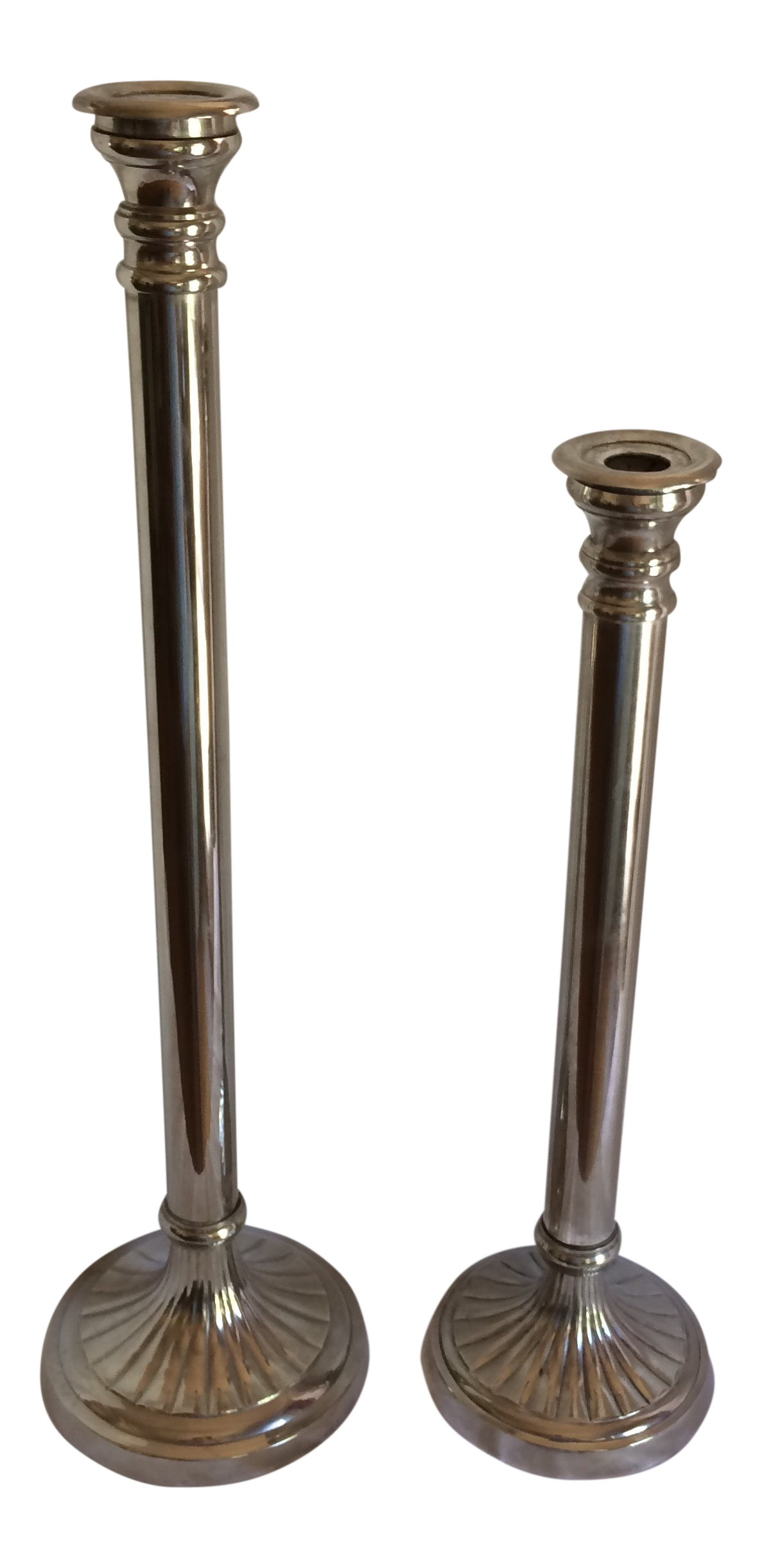 Tall Vintage Silver Plated Candlesticks by Department 56 a Pair