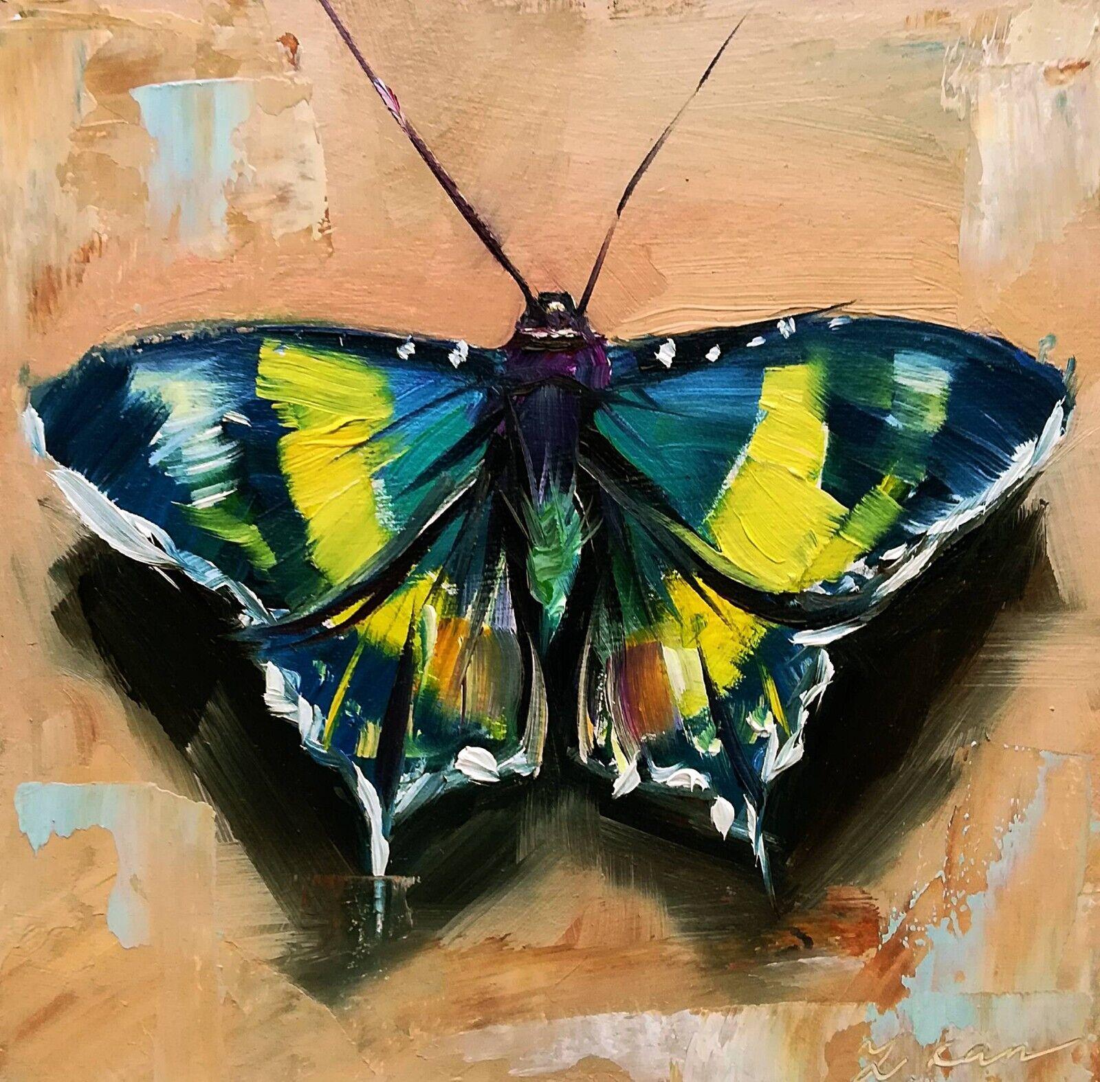 Contemporary Realist Yellow Butterfly Oil Painting Chairish