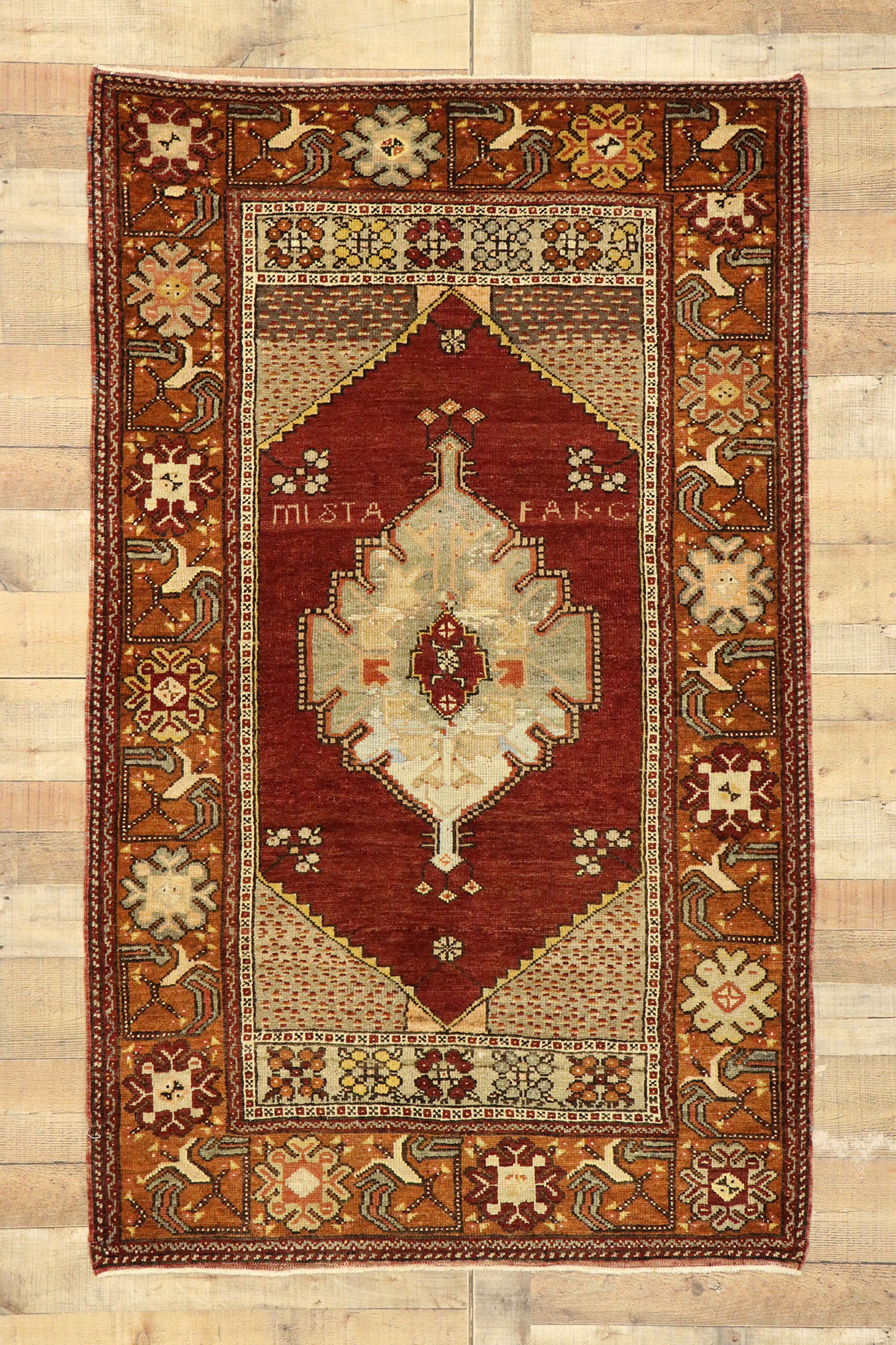 48.5×102 “Toy story” ViNTAGE TURKiSH RUG 7' x 10' - Vintage Turkish Area Rug, Blue - Ofelia | Kuden Rugs