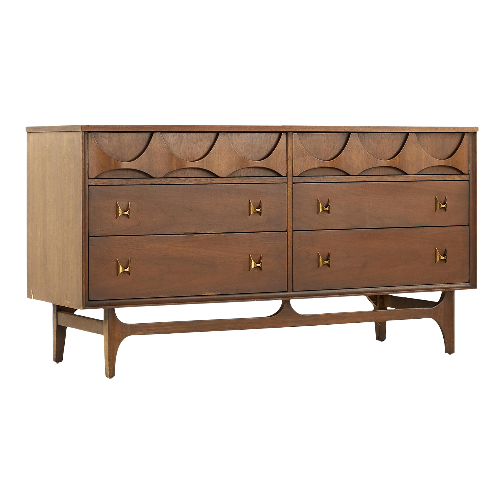 Broyhill Brasilia Mid Century Walnut 6 Drawer Lowboy Dresser Chairish
