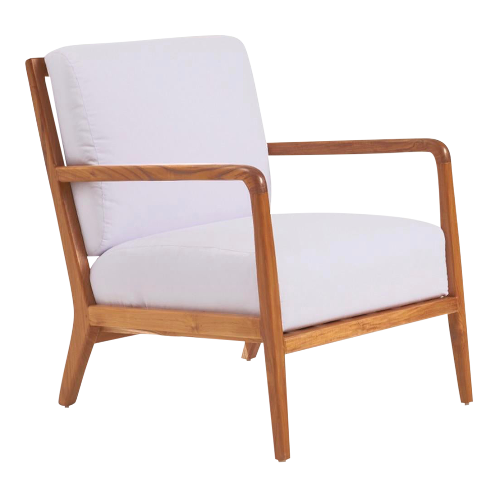 Danish MidCentury Modern Indoor Teak Lounge Chair, With White Cushions