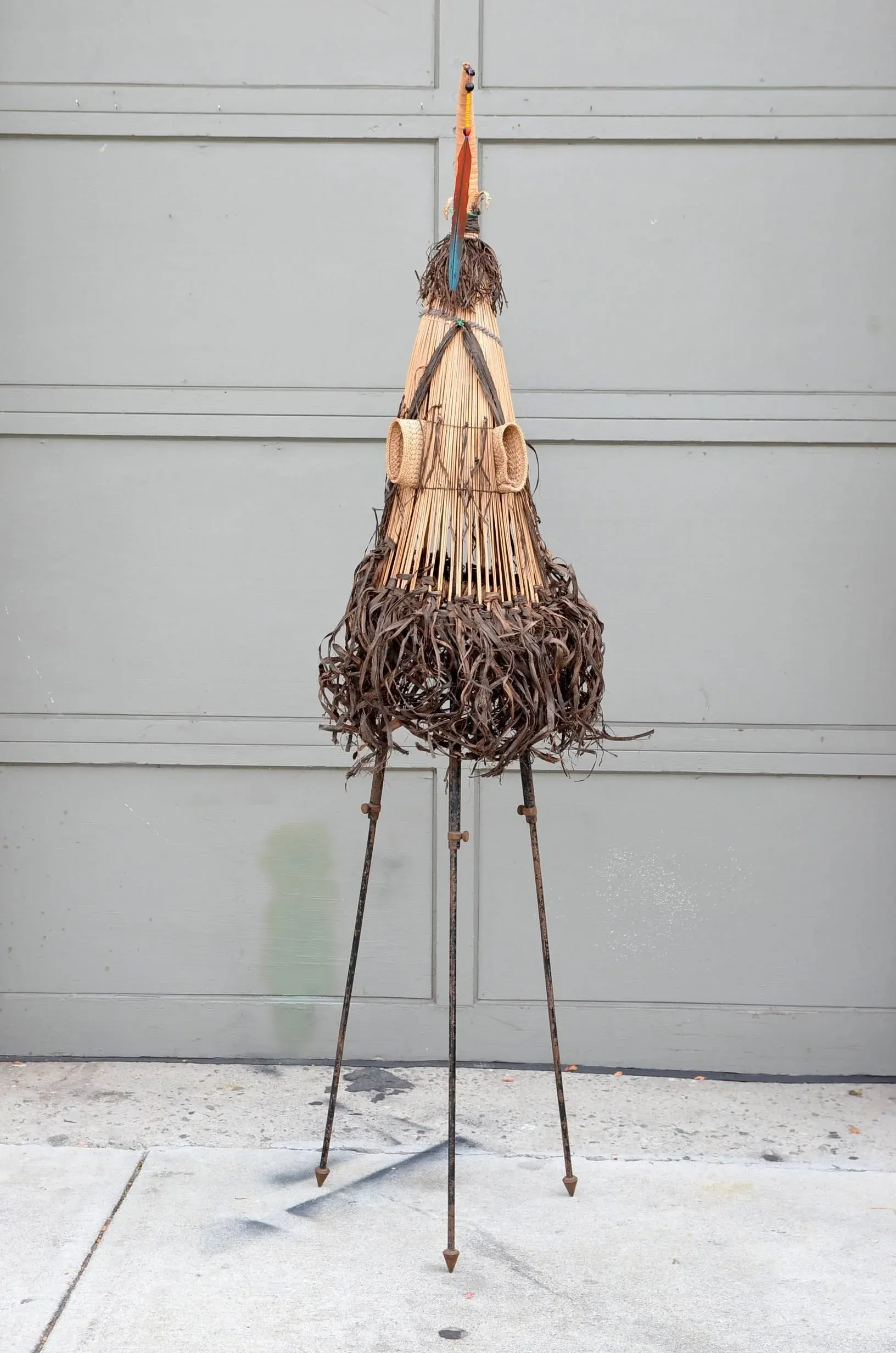Decorative Brazilian Indian Ceremonial Mask on Stand