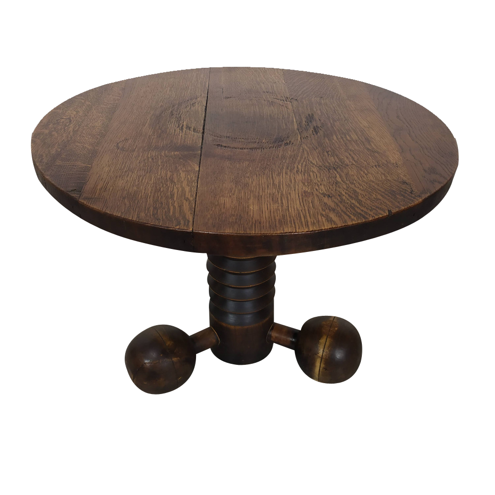 フランス ビンテージ Brutalist Pedestal Low Table 21E01007_round_brutalist_side_