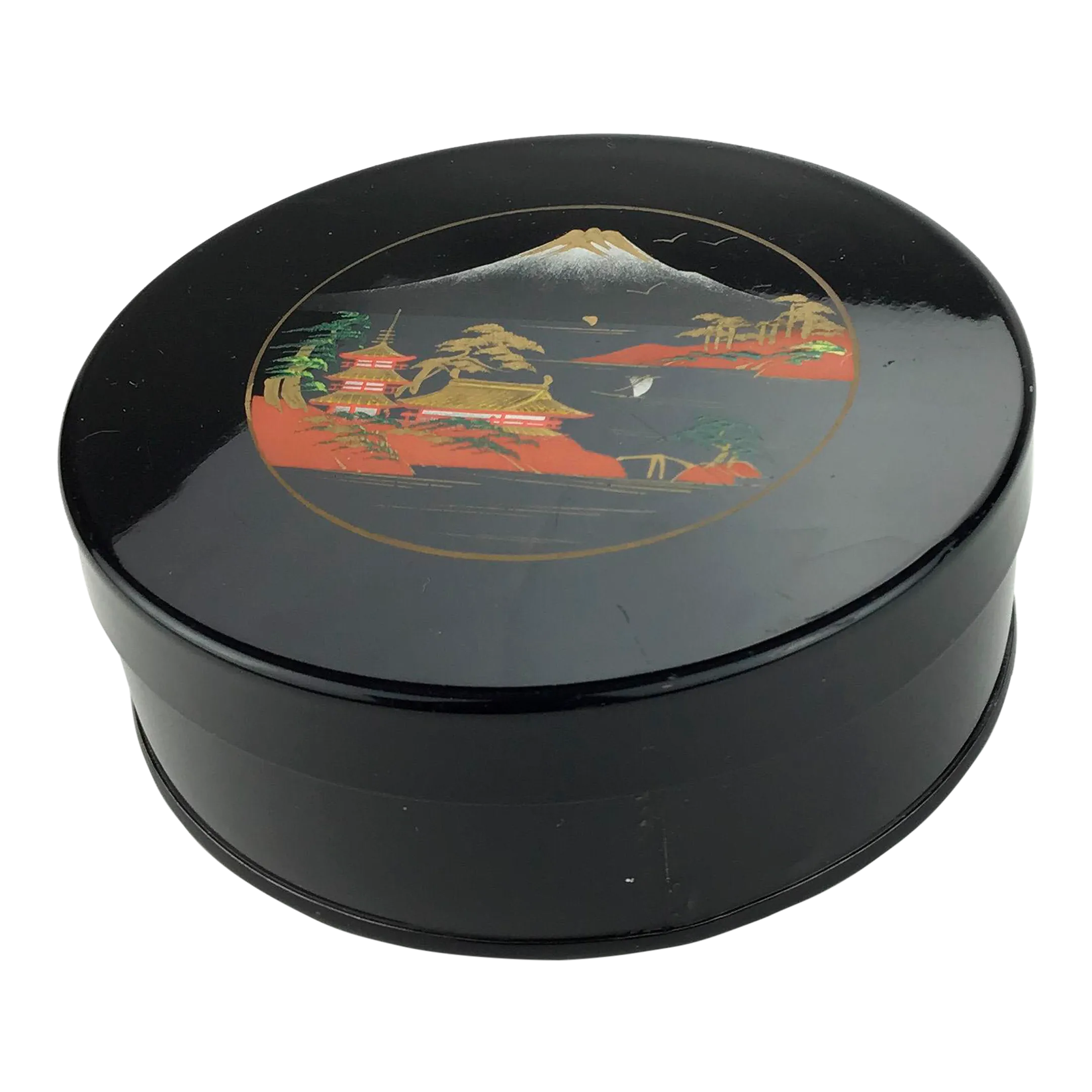 Vintage Japanese Hand Painted Metal Powder Box Chairish