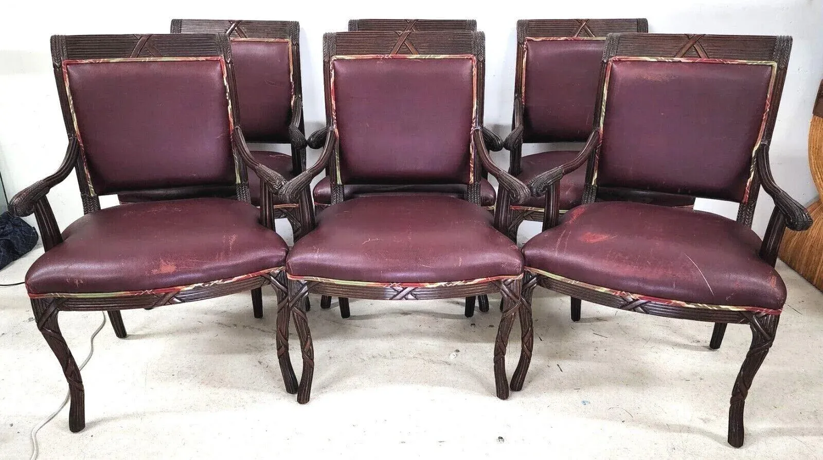 Vintage French Mahogany Dining Armchairs - Set of 6