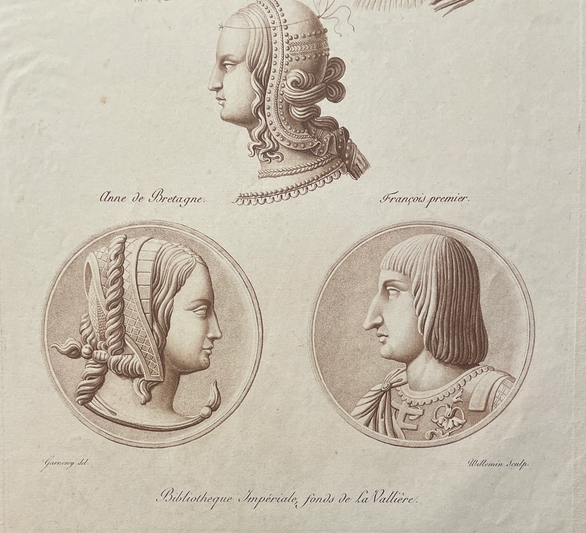 Antique Engraving of 16th Century Hairstyles