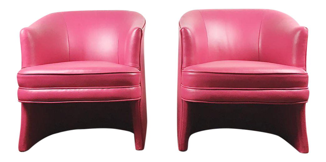 Pair of Vintage Pink Leather Club Chairs | Chairish