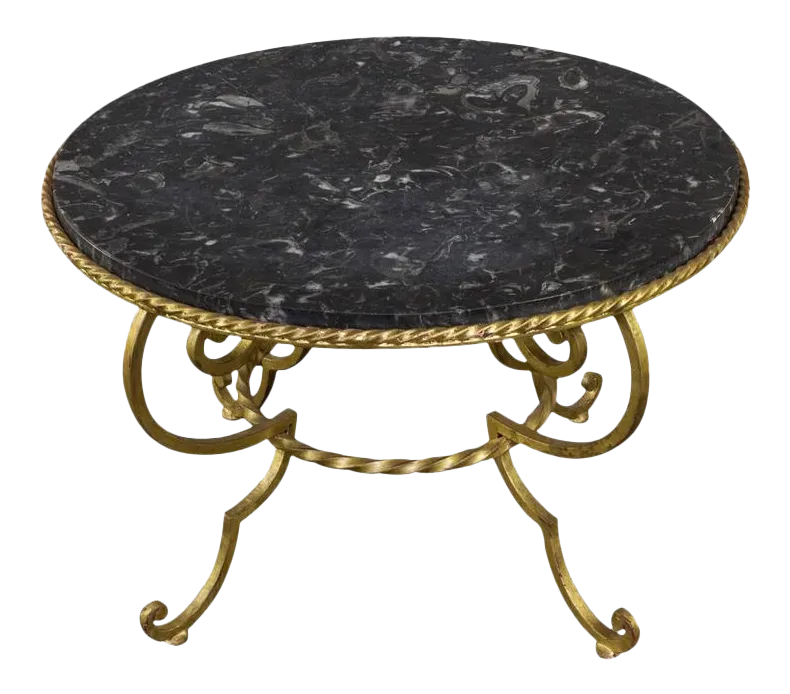 Gilt Metal Coffee Table With Grey Marble Chairish