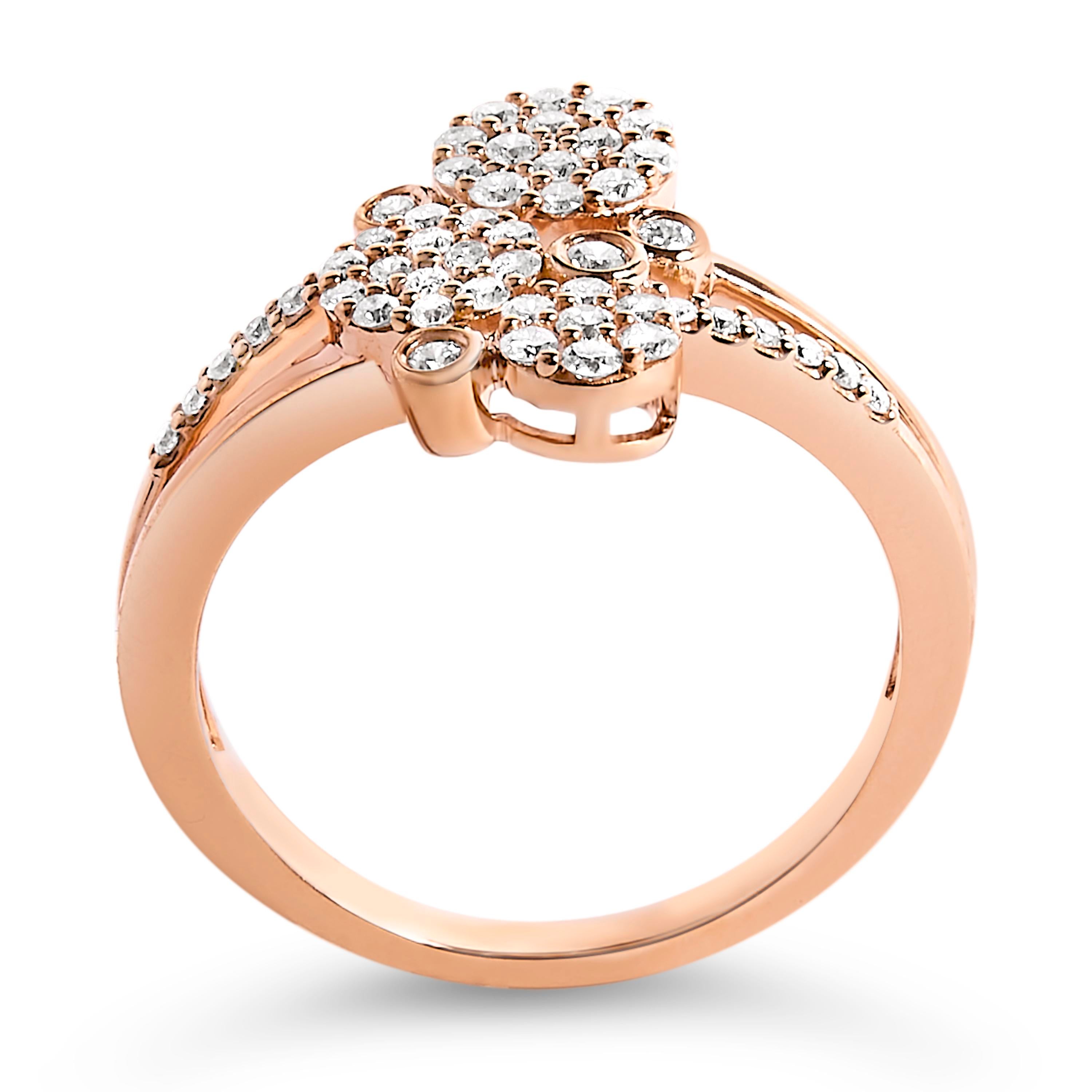 14K Rose Gold Plated .925 Sterling Silver 1/2 Cttw Diamond