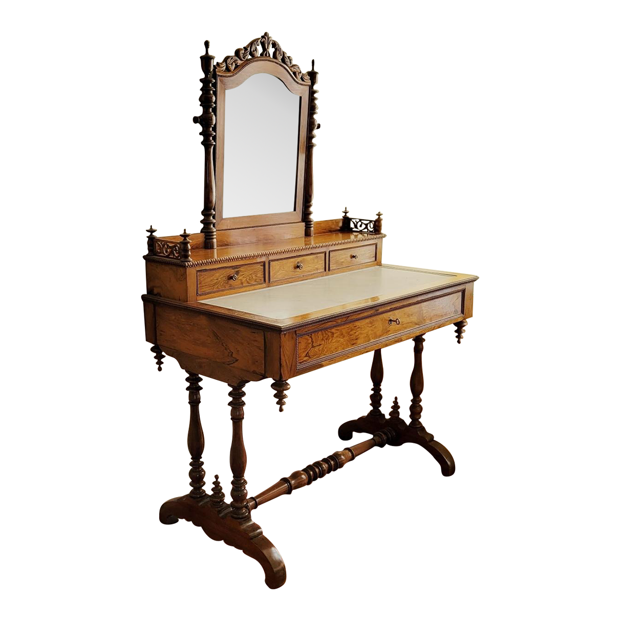 Antique French "Duchess" Vanity Dressing Table With Inset Marble Top