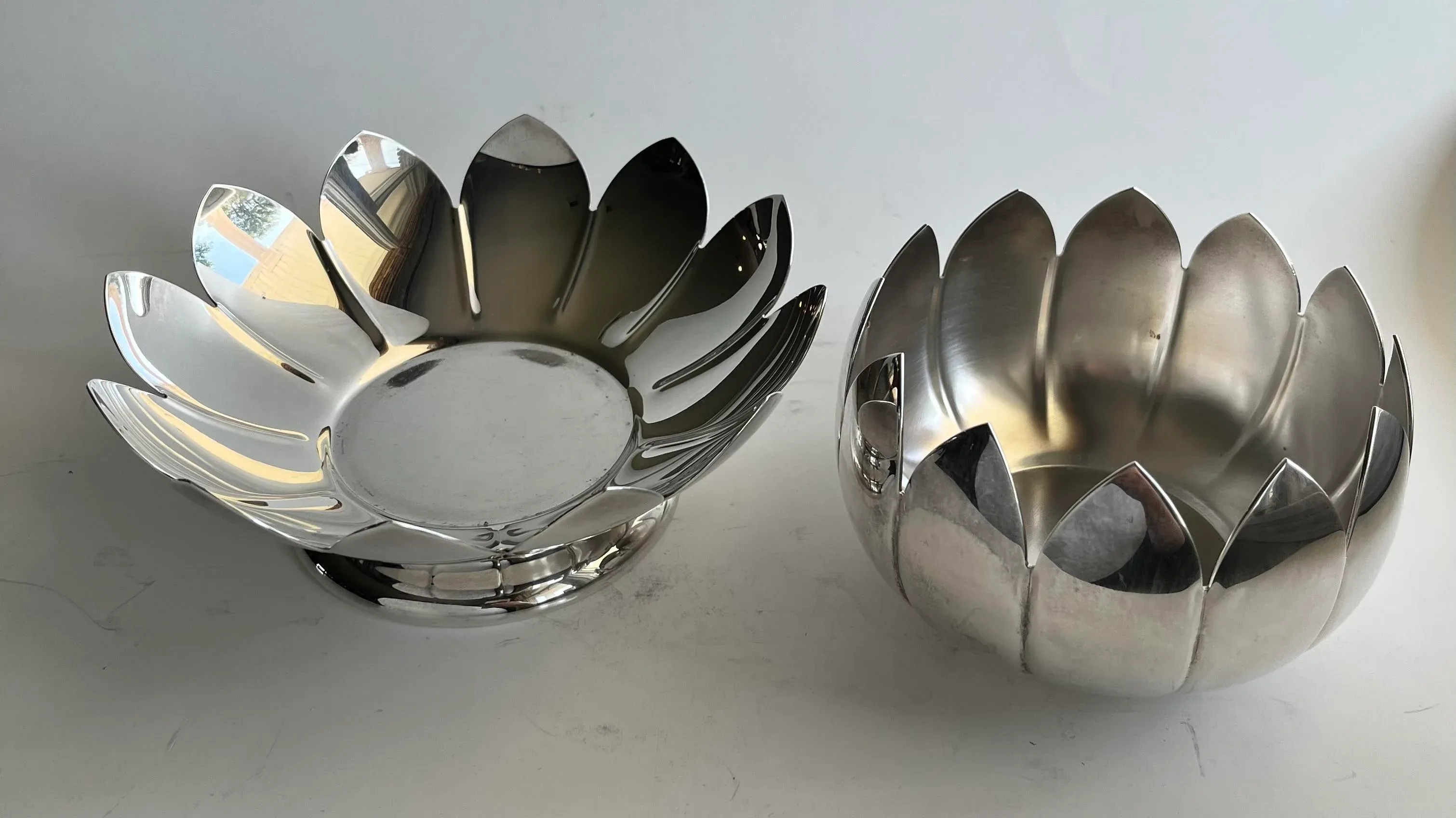 Mid 20th Century Vintage Reed & Baron Silverplate Lotus Flower Vase