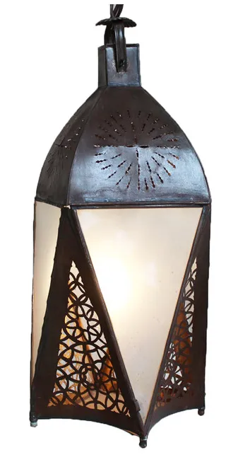 Vintage Marrakesh Frosted Glass & Metal Pendant Light