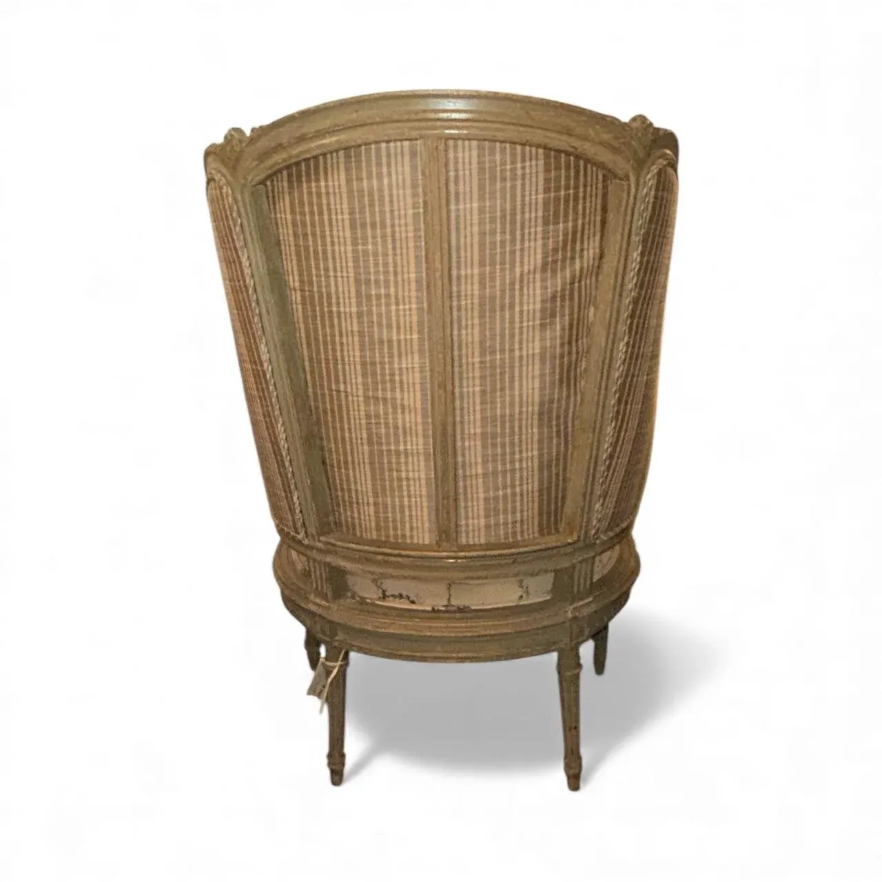 Antique Louis XVI Style Painted Carved French Wingback Bergere