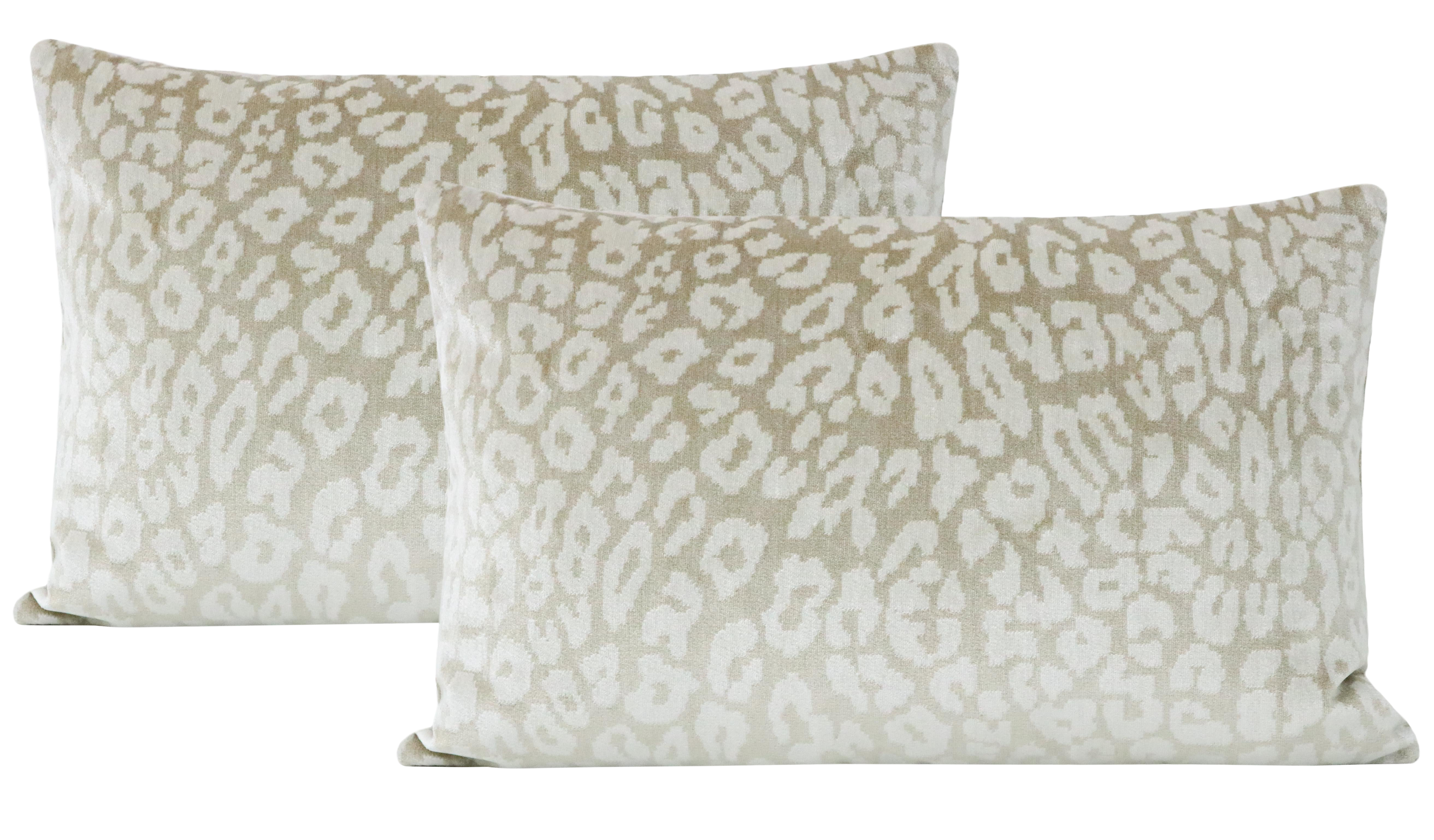 12 X 18 Neutral Leopard Velvet Lumbar Pillows A Pair Chairish
