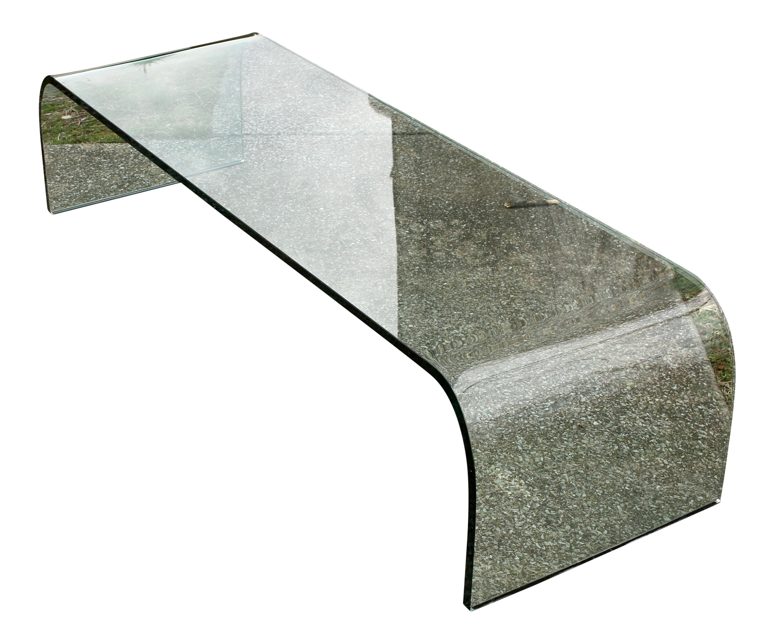 Vintage Fiam Italia Glass Curved Coffee Table By Angelo Cortesi