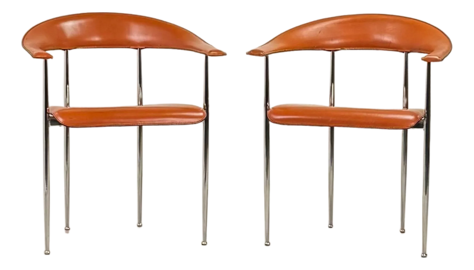 Pair of Vintage Cognac Leather P40 Chairs by Vegni & Gualtierotti