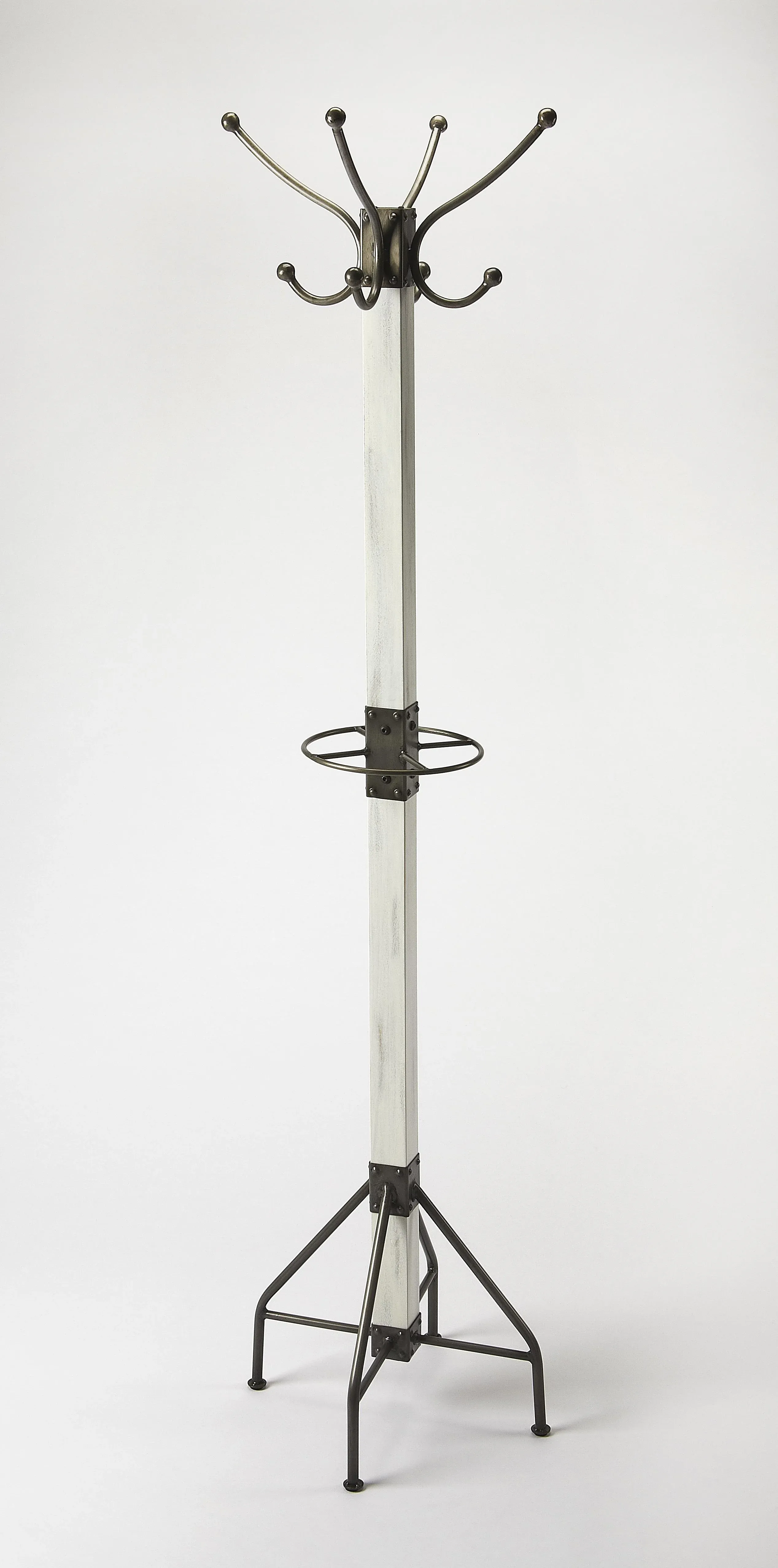 Logan Square Wood Coat Rack/Tree, Black, White Chairish