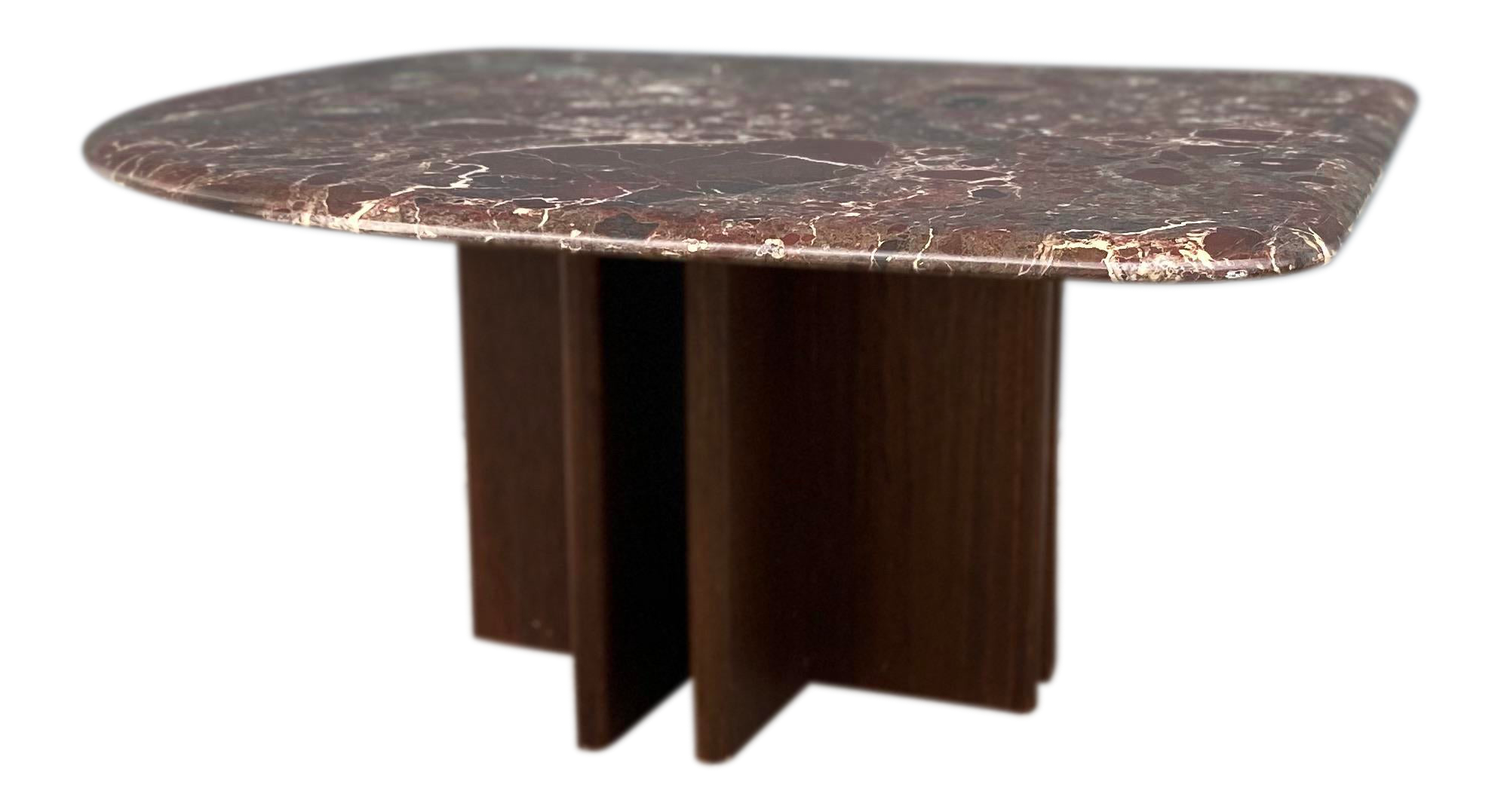 MidCentury Marble Top Corner Table Dark Teak Modular Base Chairish