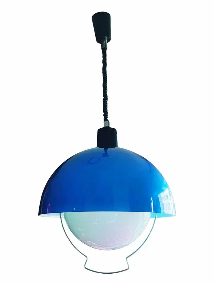 Mid-Century Vintage Blue Pendant Lamp, 1970s