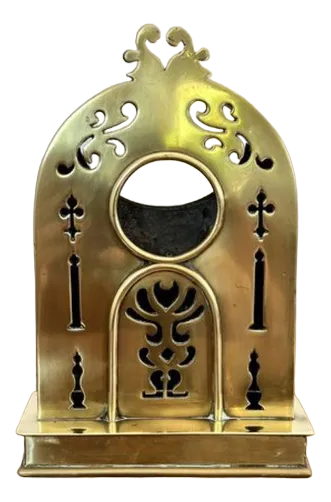 Edwardian Brass Pocket Watch Holder, 1900s