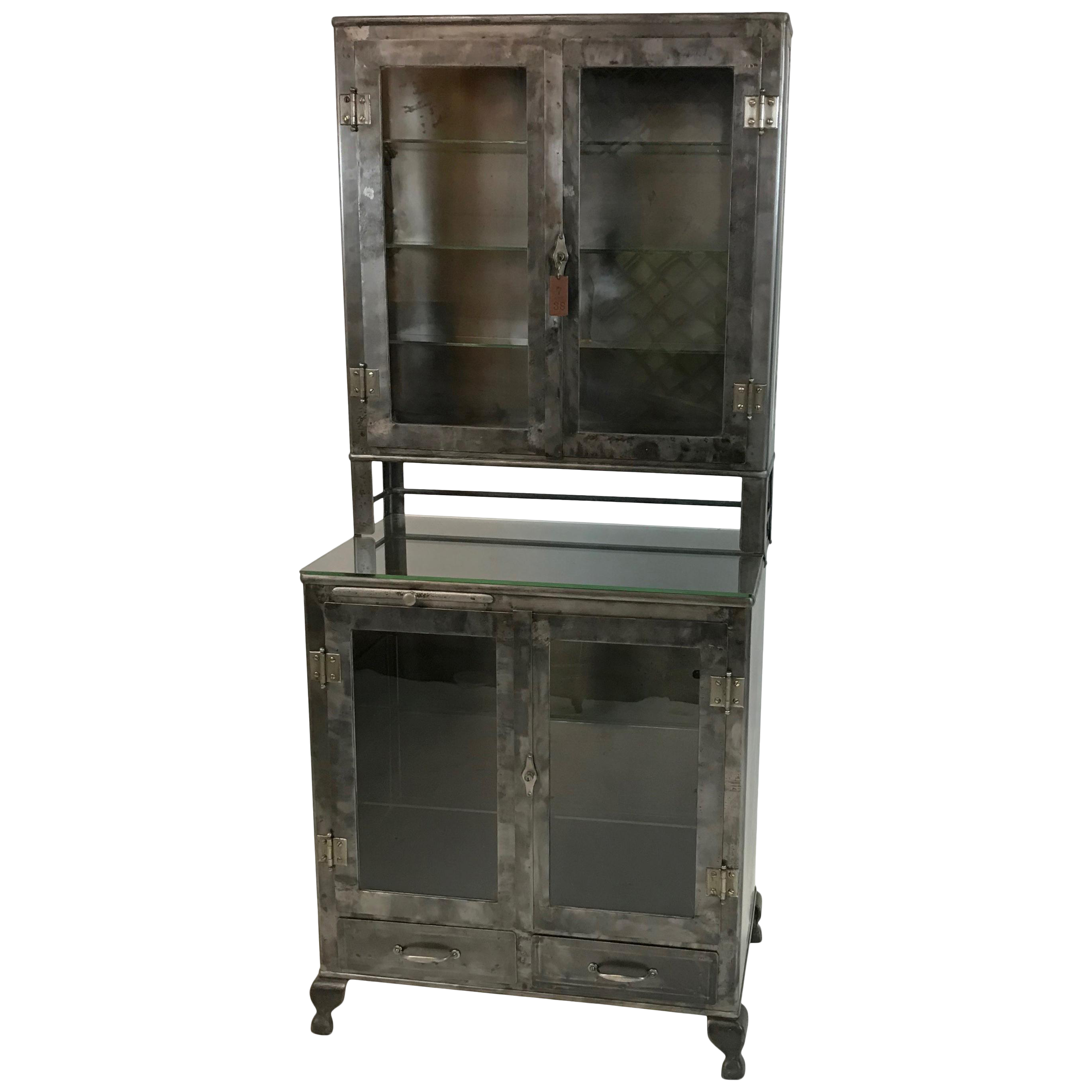 Vintage Industrial Brushed Steel Apothecary Cabinet Chairish