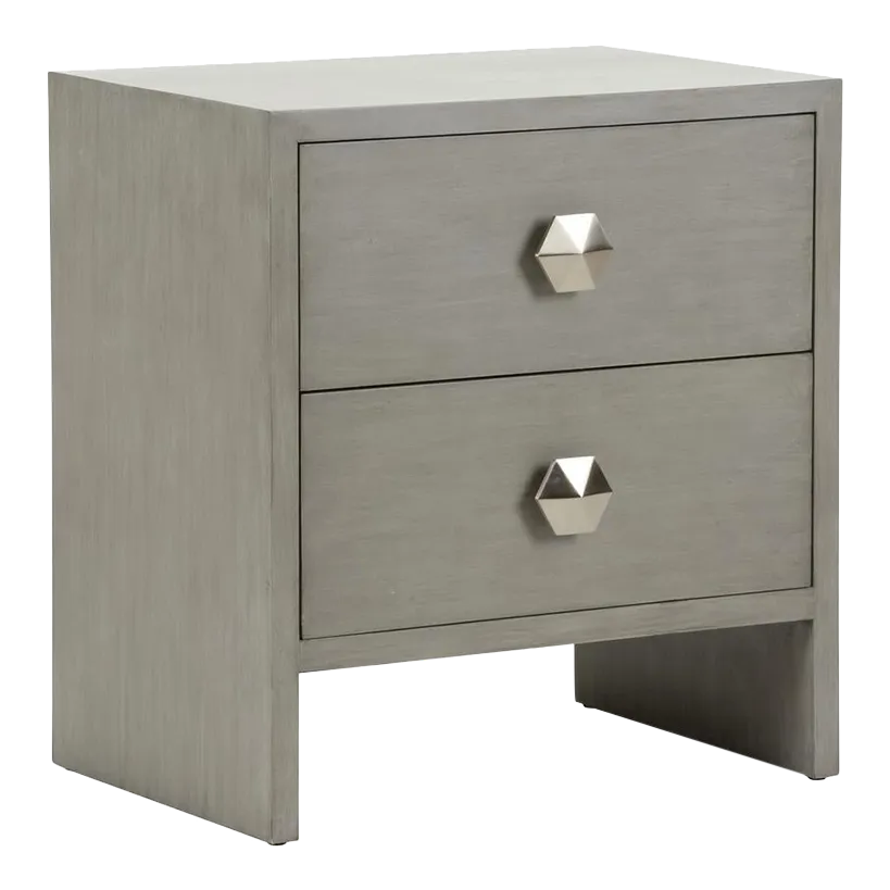 Moxy Bedside Table 2 Drawer - Gray
