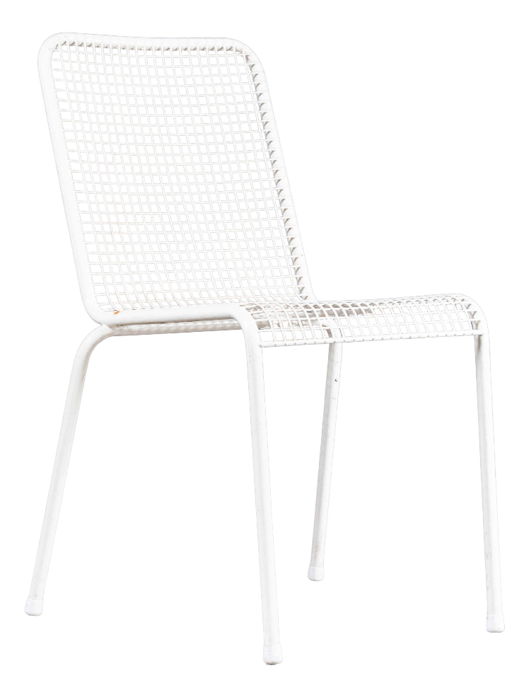 French Original Wire Mesh White Outdoor Dining Chairs, 1970s Chairish