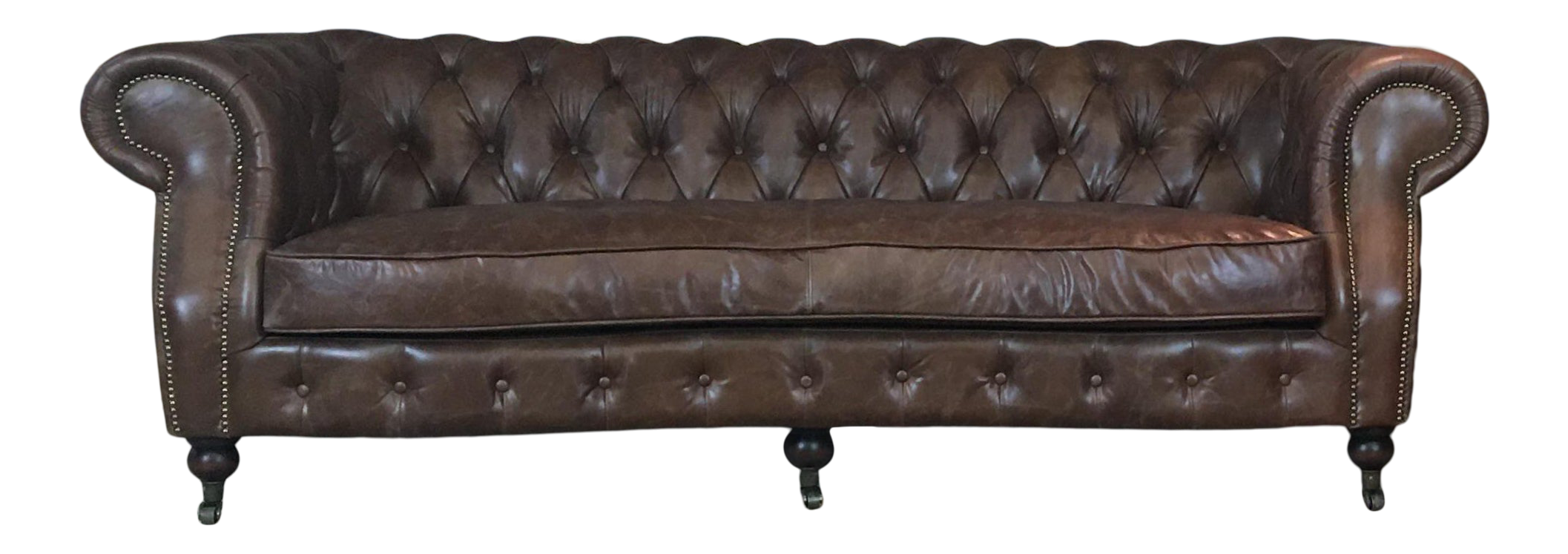 Chesterfield Brown Leather Sofa Chairish