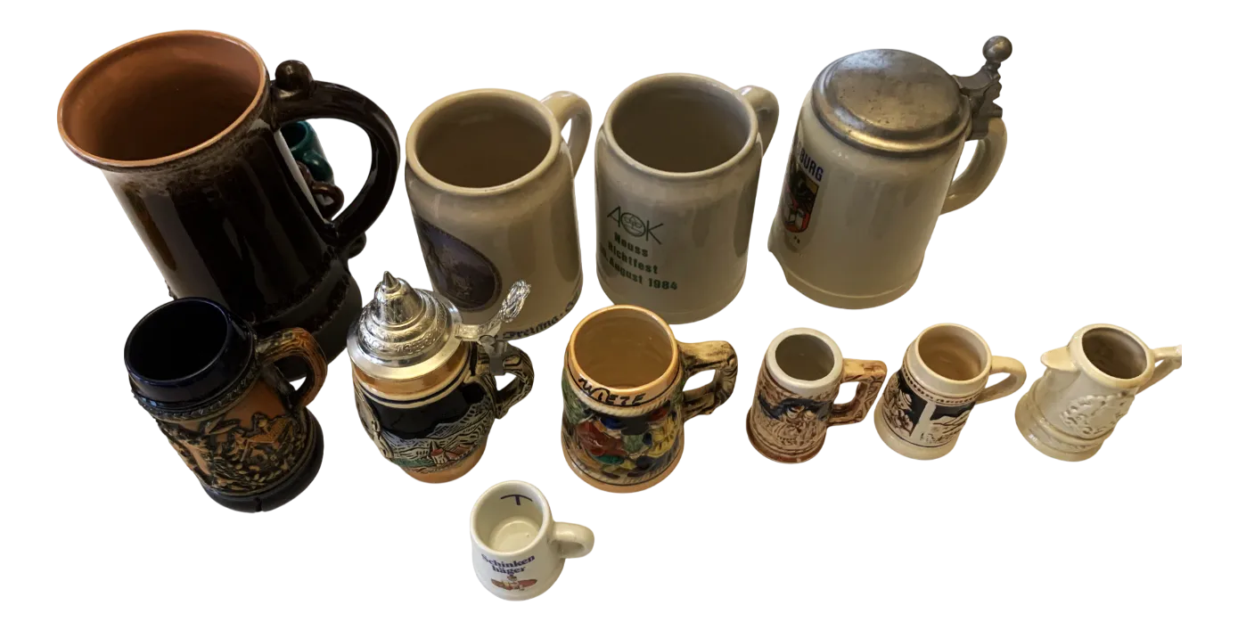 Vintage German Style Mugs, 1950s, Set of 11