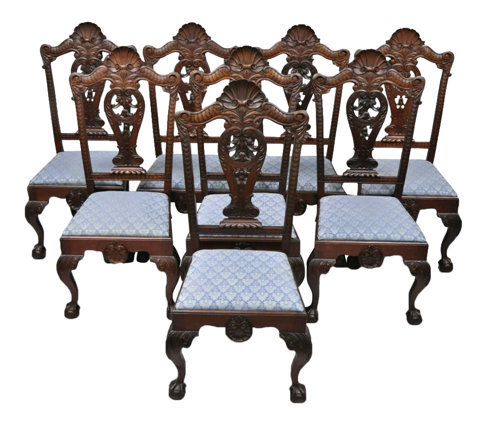 Late 19th Century Antique Mahogany Shell Carved Ball and Claw