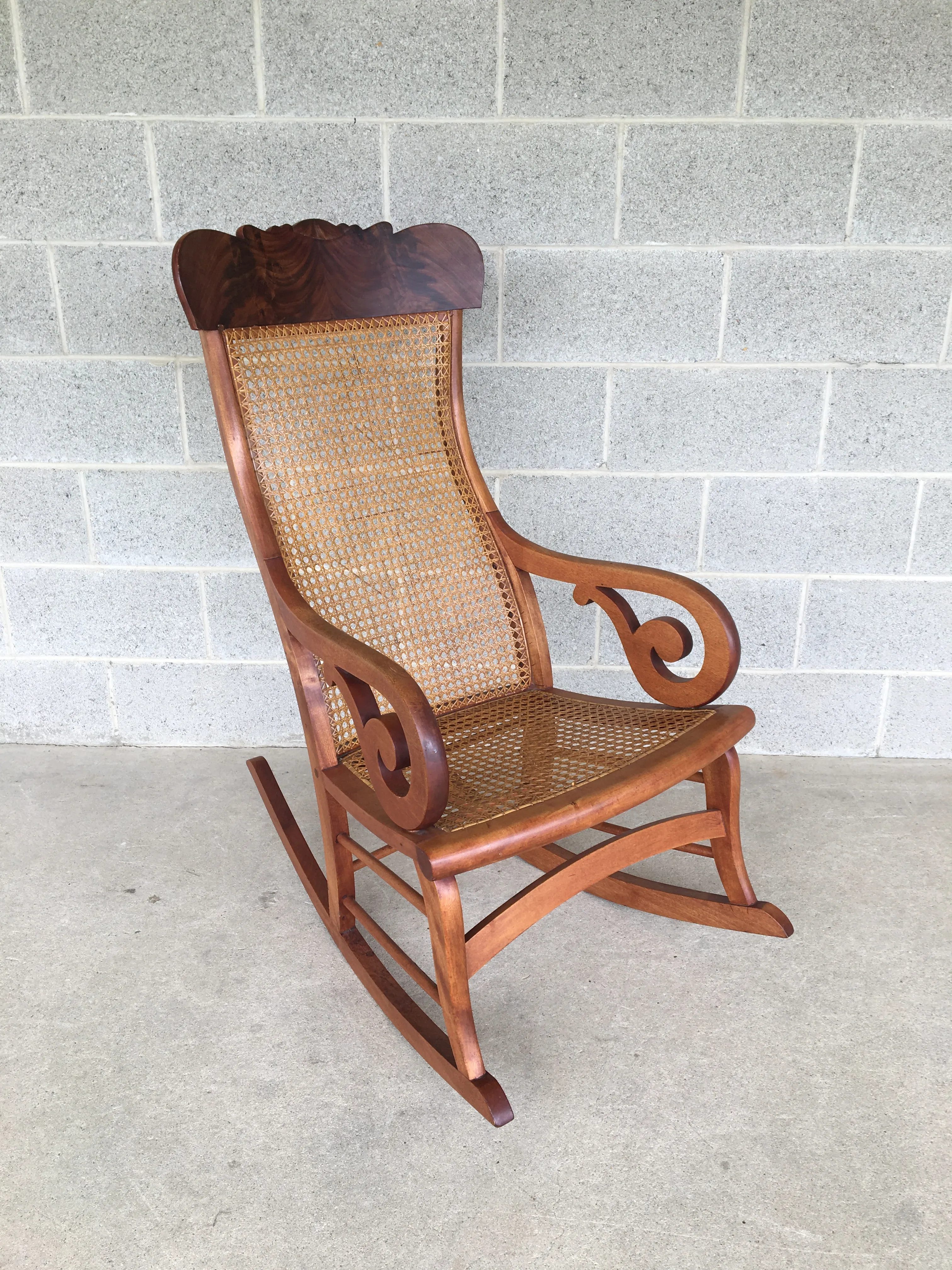 Antique Victorian Cain Burl Walnut Rocking Chair | Chairish, image size:3024x4032