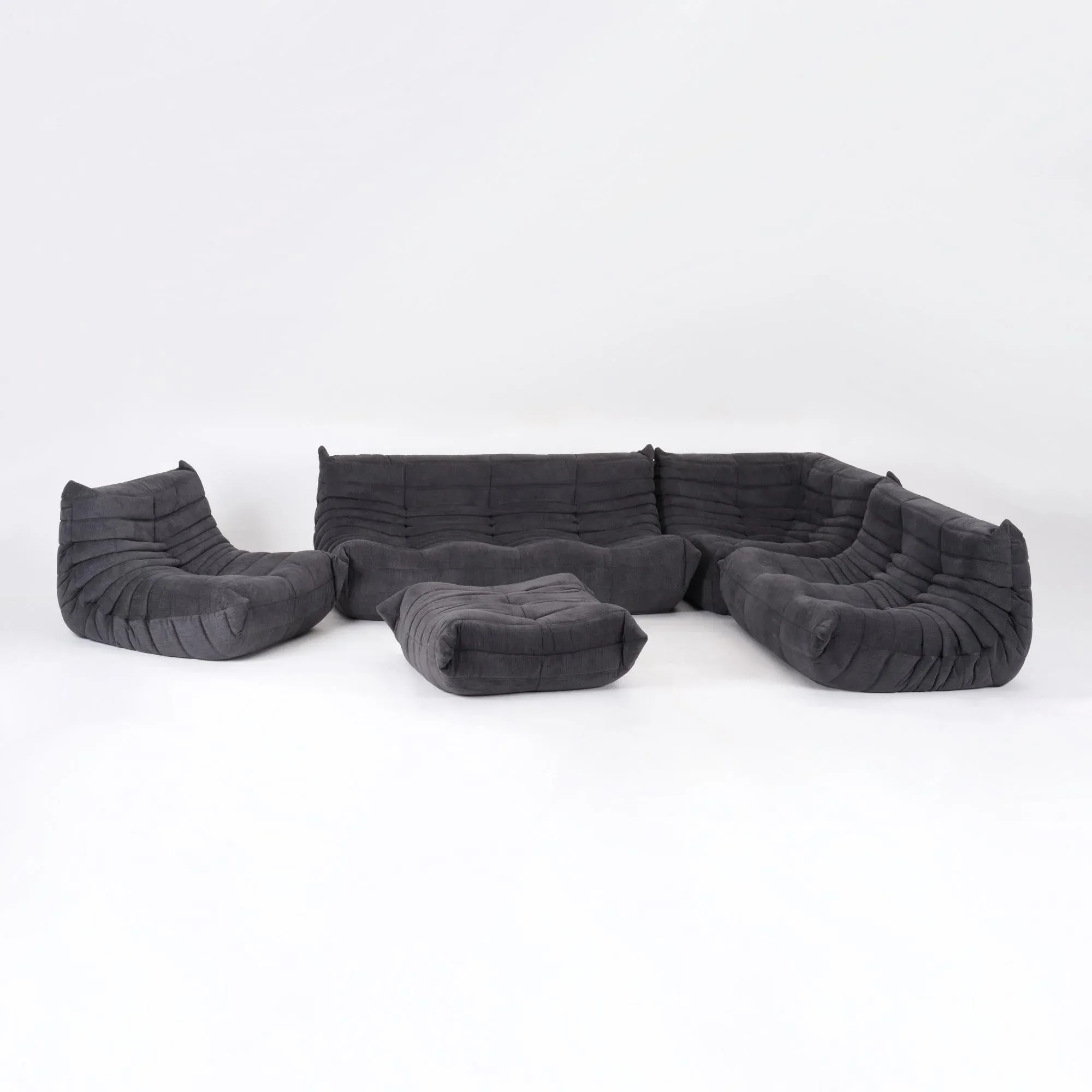 Original Vintage Ligne Roset Togo 5-Piece Modular Set in Graphite