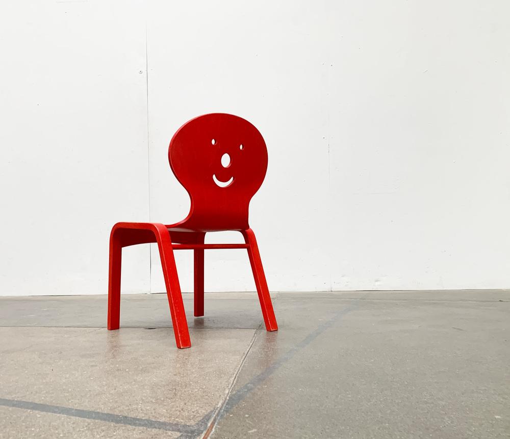Vintage Postmodern Wooden Children Clown Face Chair, 1990s | Chairish
